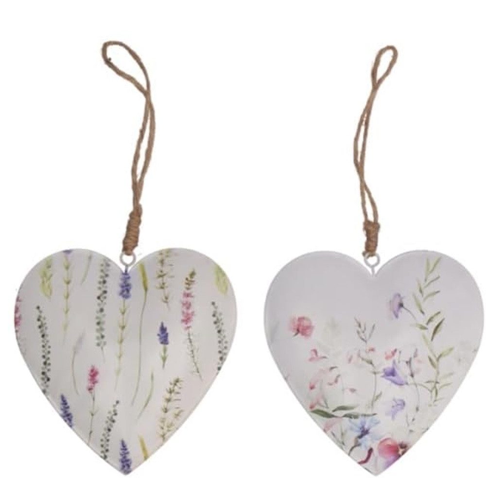 LK Trend & Style Dekohänger Dekoherzen aus Metall mit Blumenmotiven, Hängedeko, Tischdeko (Frühling Muttertag Geschenk, 1 St., 11x11,5 cm), zeitloser Hingucker