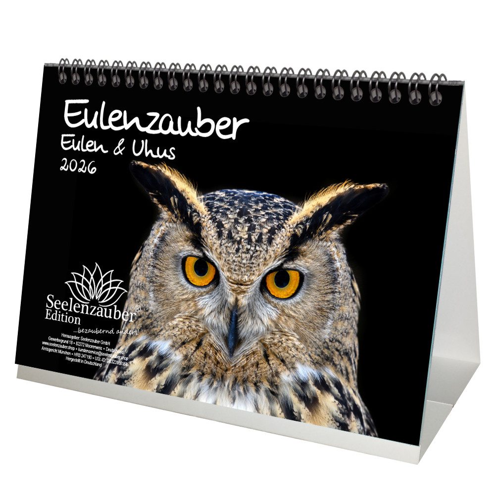 Seelenzauber Tischkalender Eulenzauber Eulen und Uhus DIN A5 Tischkalender für 2026
