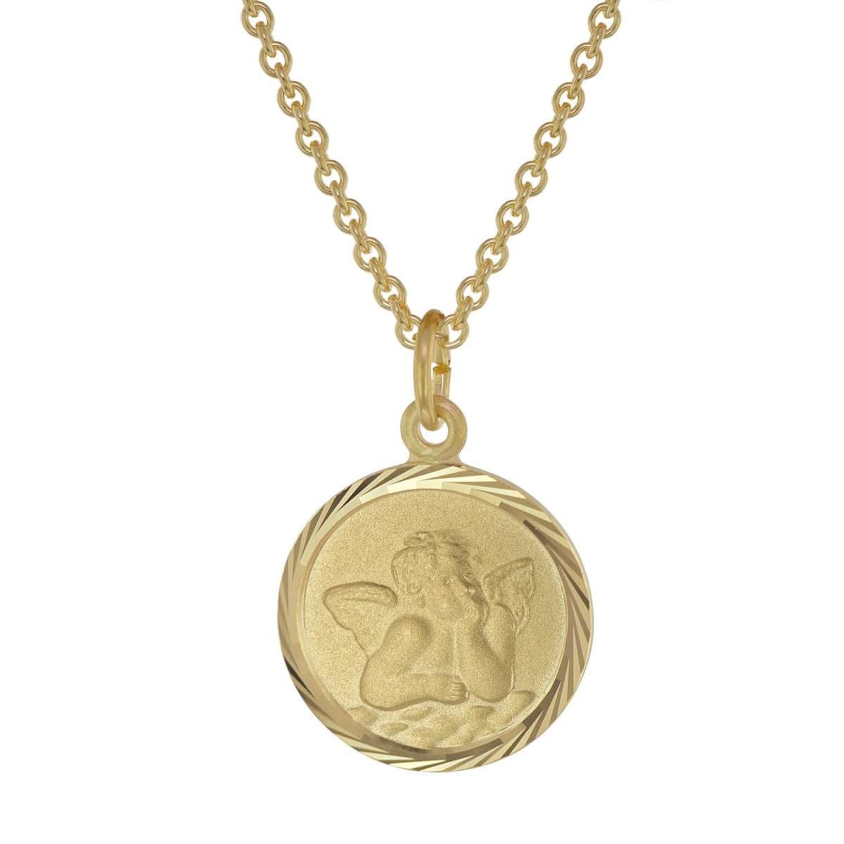 trendor Kette mit Anhänger 39030, Kinder mit Schutzengel Gold auf Silber