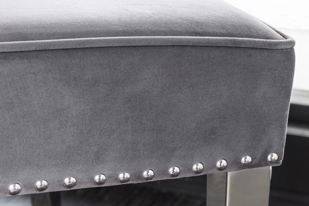 (Einzelartikel, 1-St), · / 165cm CASTLE Samt Esszimmer DELUXE riess-ambiente silber grau · Rückenlehne Sitzbank · Barock · Edelstahl Design