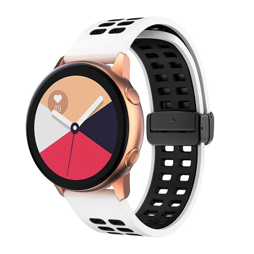 20mm/22mm Weiß-Schwarz Smartwatch-Armband Sportarmband, Silikon Uhrenarmband SCOCCC Absaugung magnetische Ersatz