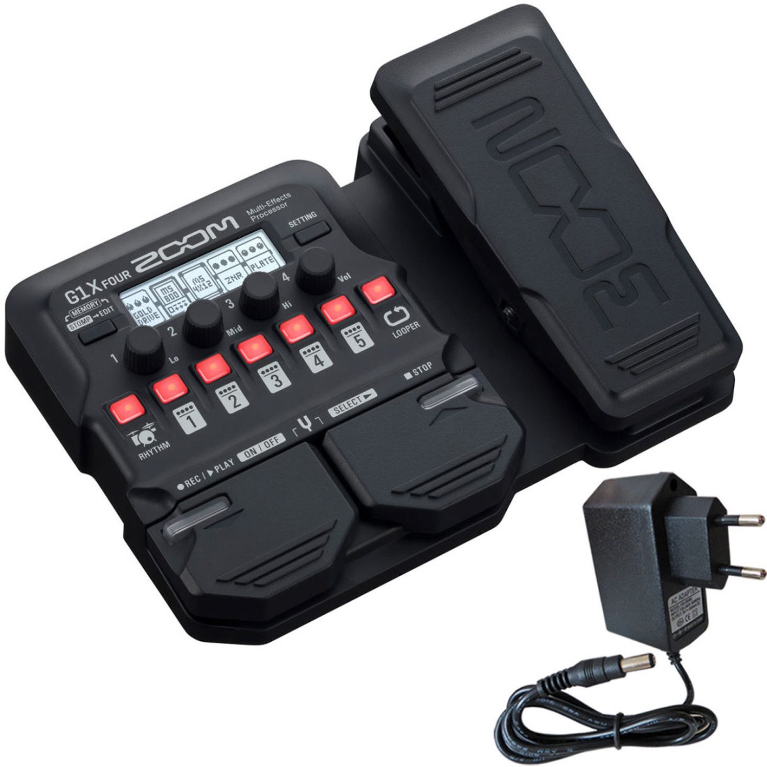 E-Gitarre Zoom G1X FOUR Multi-Effektgerät mit Netzteil