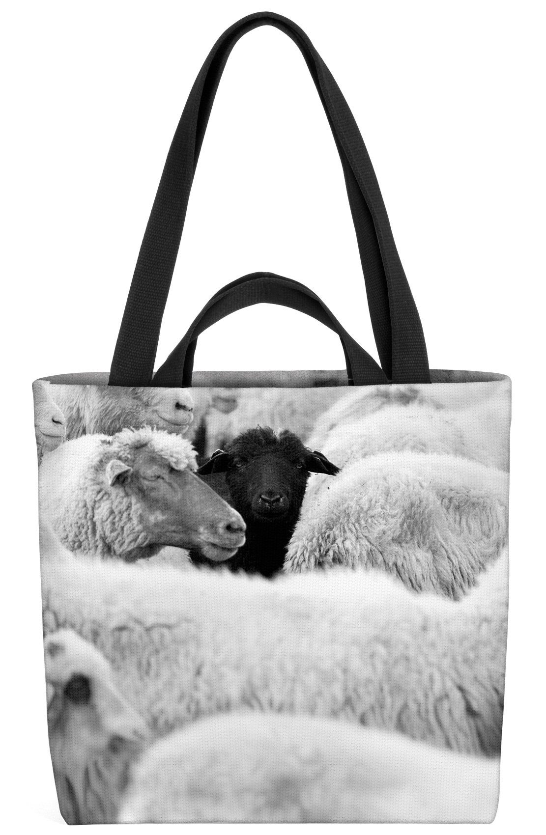 VOID Henkeltasche (1-tlg), Schwarzes Schaf Schafe Herde Wolle Bauernhof Tiere Zoo Streichelzoo