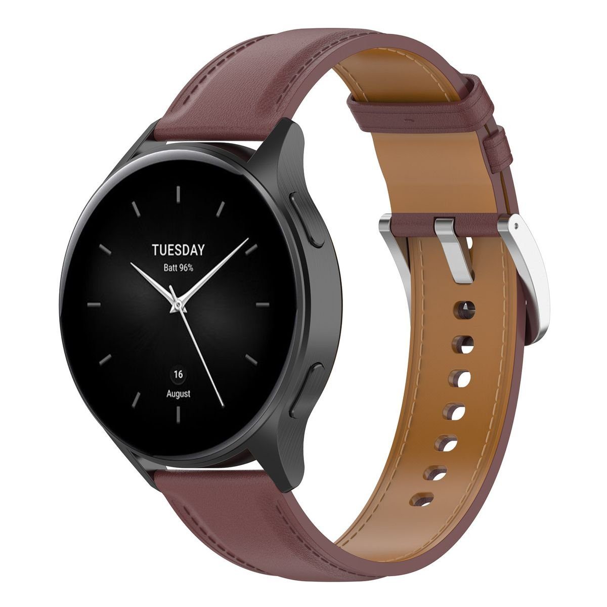 Wigento Smartwatch-Armband Für Xiaomi Watch 2 Pro hochwertiges Kunst-Leder Armband Dunkelbraun