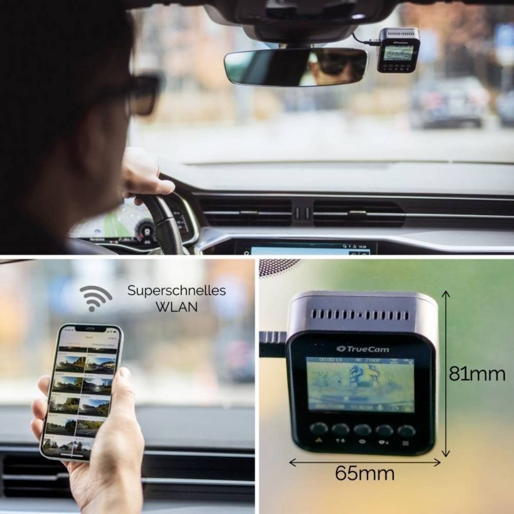 TrueCam GPS Dashcam Auto Kamera Video, G-Sensor, 4K Schleifenaufzeichnung) (Datenanzeige im WDR,