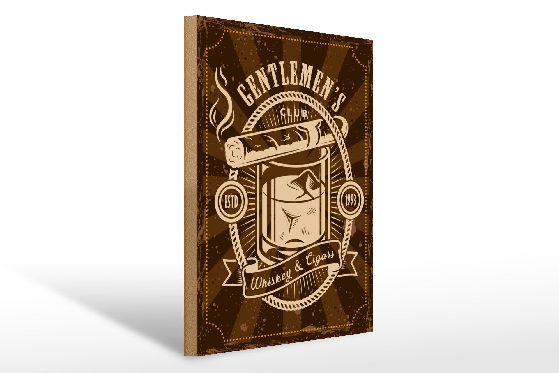 Holzbild Spruch Gentlemen`s Club Whiskey & Cigars 30x40cm