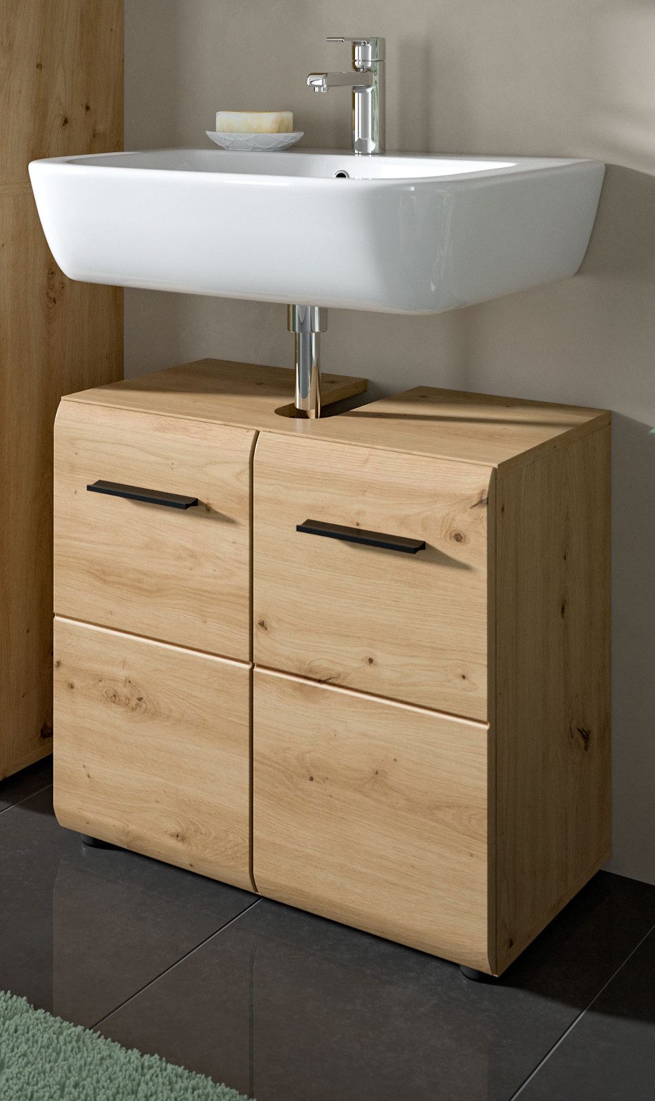 Inn.Furn Waschbeckenunterschrank Cover (Waschtisch Unterschrank in Eiche Ar günstig online kaufen