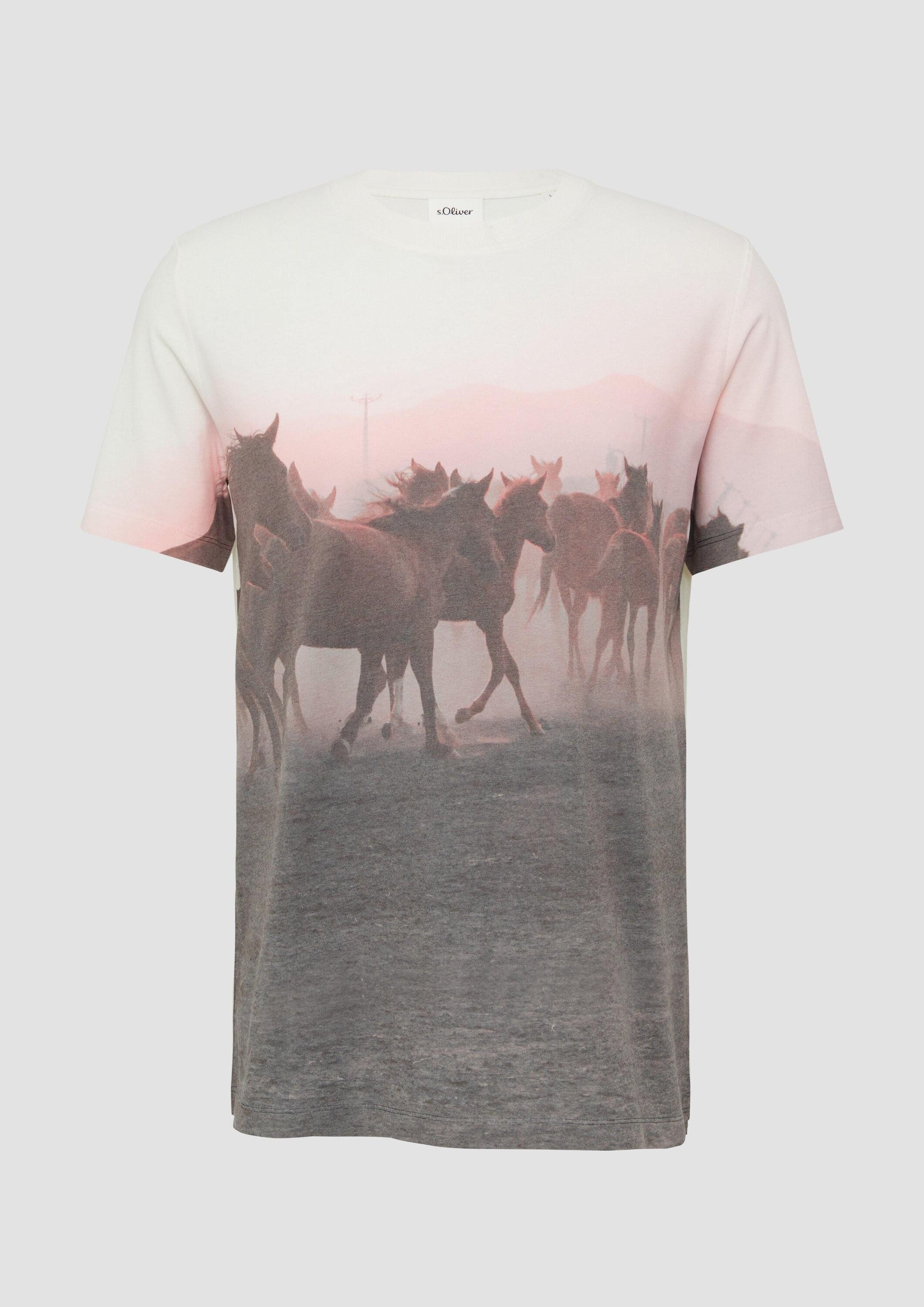 s.Oliver Kurzarmshirt T-Shirt Baumwoll-T-Shirt mit Fotoprint