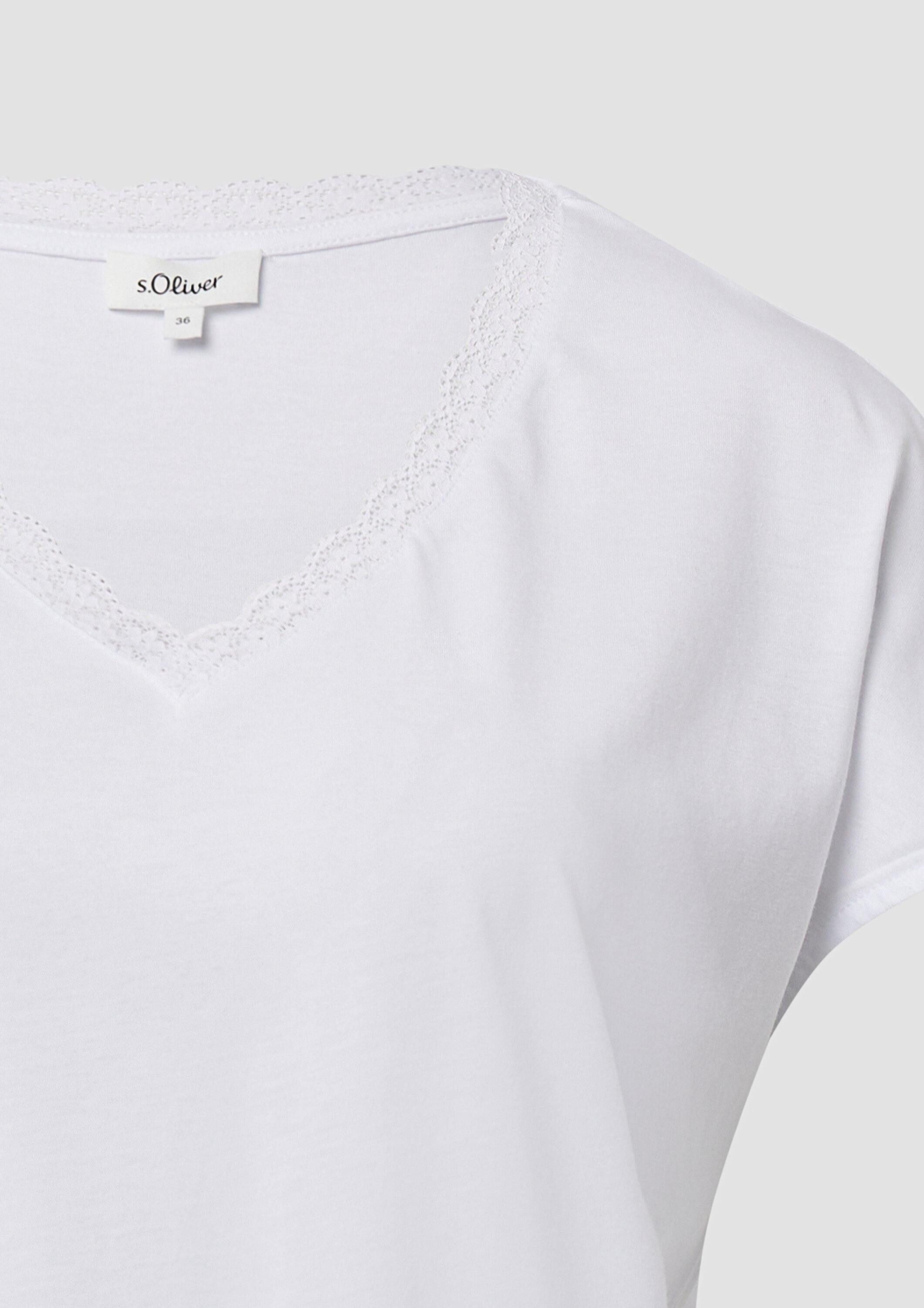 s.Oliver Kurzarmshirt T-Shirt T-Shirt mit Spitze aus Modalmix