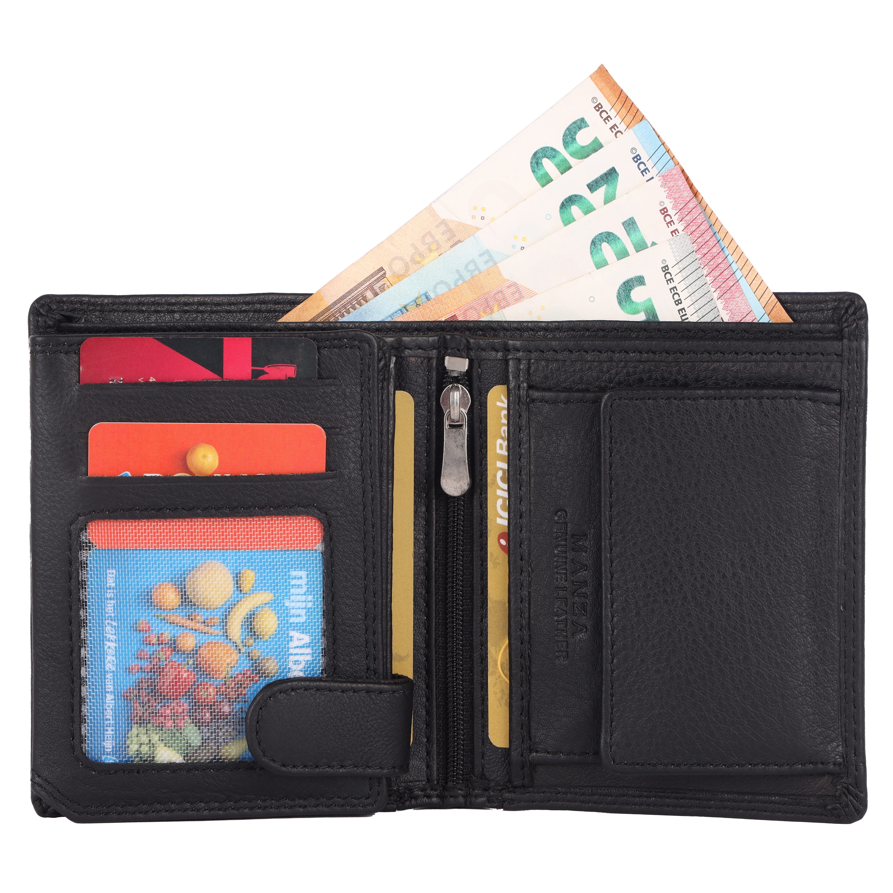 Manza Geldbörse Geldbörse Herren Großes Münzfach Portemonnaie Echt Leder RF günstig online kaufen