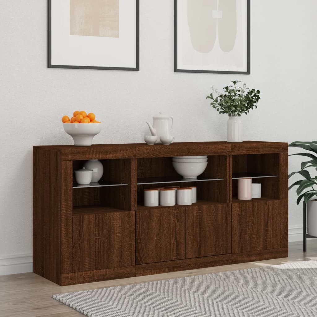 vidaXL Sideboard Sideboard mit LED-Leuchten Braun günstig online kaufen