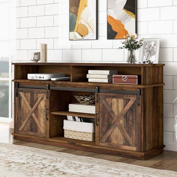 OKWISH TV-Schrank Sideboard mit 2 klassischen Schiebetüren, verstellbaren Regalen (Großer TV-Schrank 148 * 40 * 78 cm (L x B x H), Verstellbaren Regalen für Wohnzimmer) Stabile Struktur mit großer Tragfähigkeit