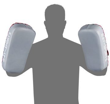 BAY-Sports Schlagpolster Arm-Schlagpolster Thai Pad SMART Pratze Thaiboxen Muay Thai Kickboxen, Echtes Leder, mit Ellbogenpolster, 33 cm SMART, gebogen