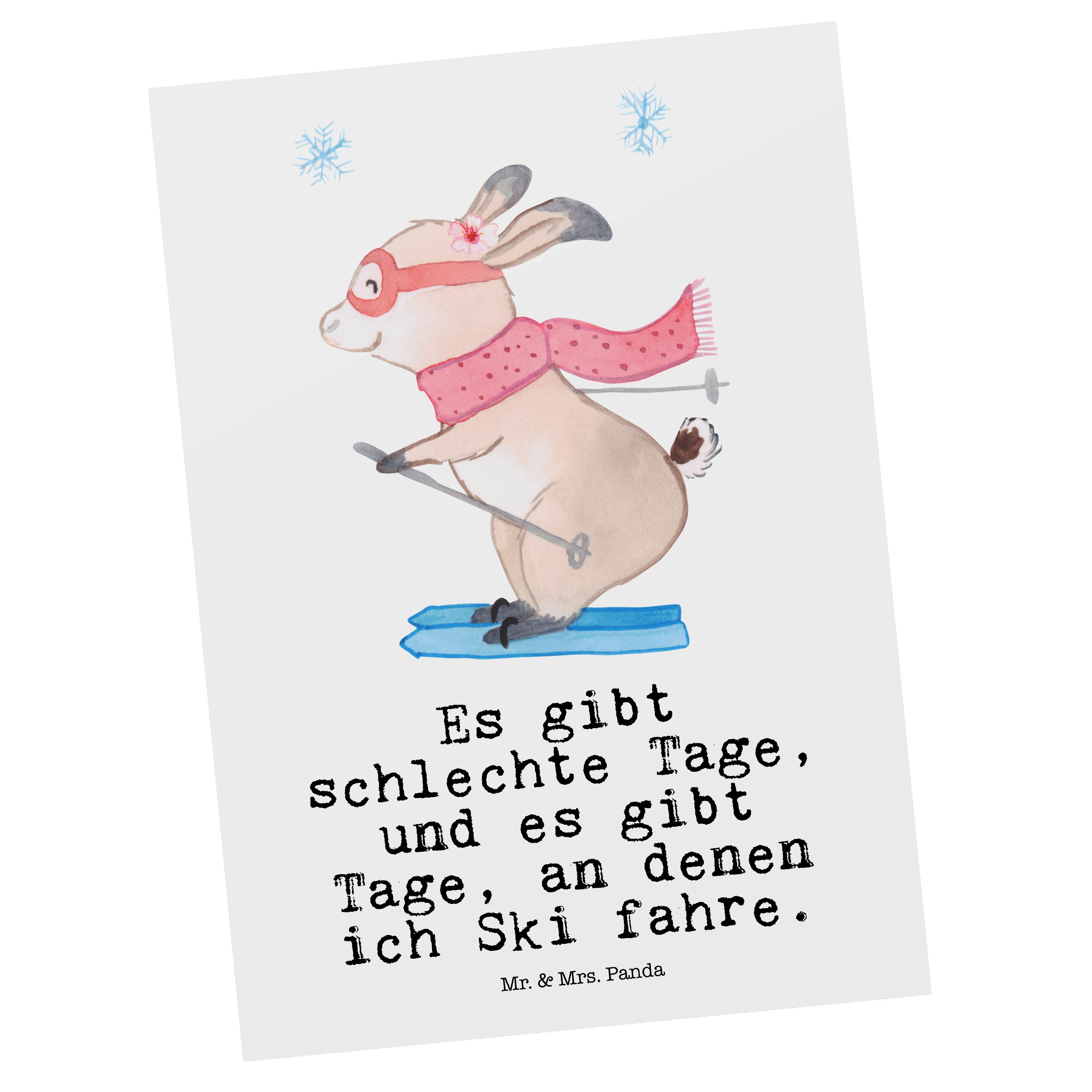 Mr. & Mrs. Panda Postkarte Bär Skifahren Tage - Weiß - Geschenk, Grußkarte, Sportler, Einladung