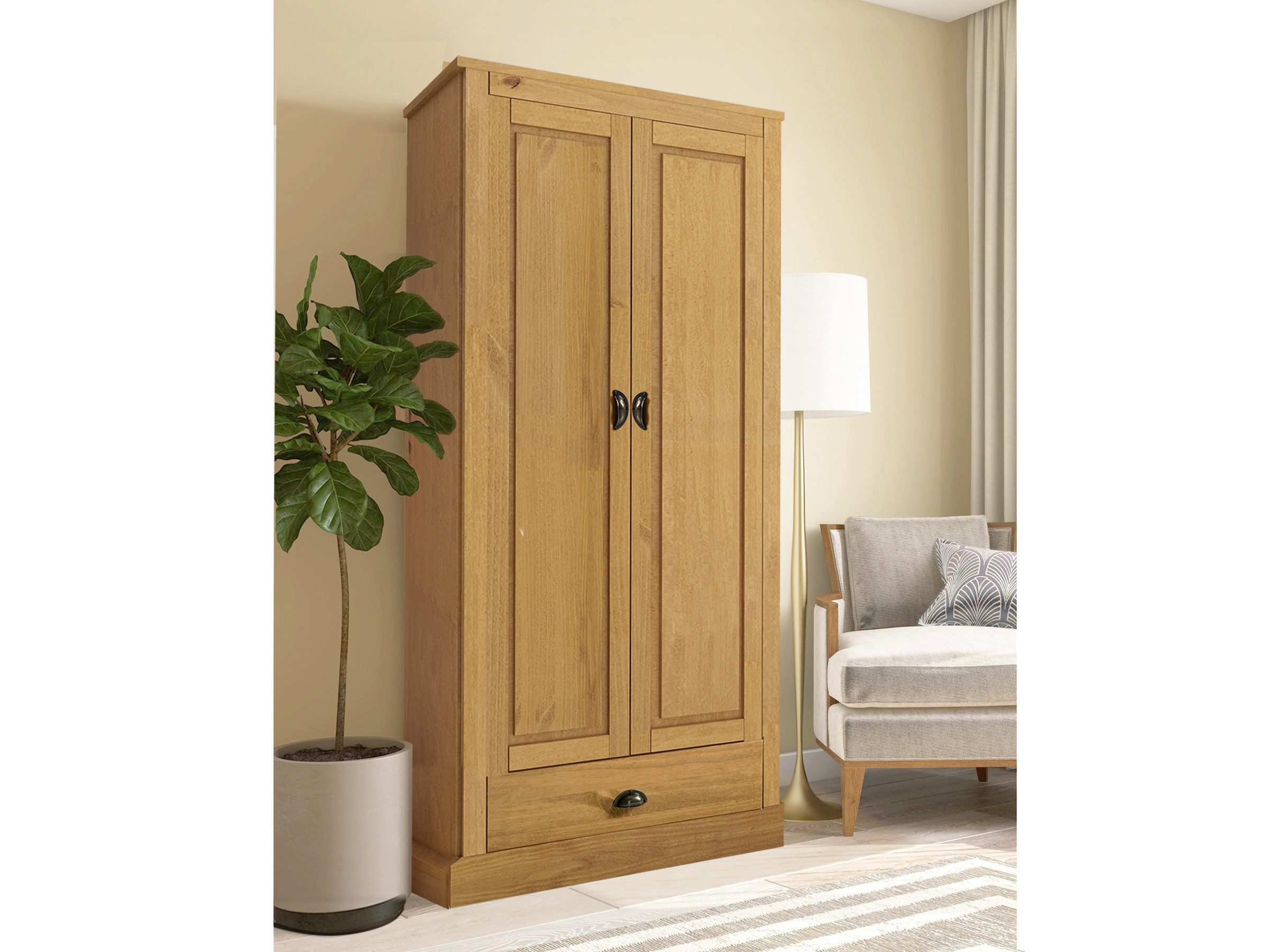 loft24 Kleiderschrank Tommy Garderobe, 2 Türen, Kiefer, Landhausstil, Breit günstig online kaufen