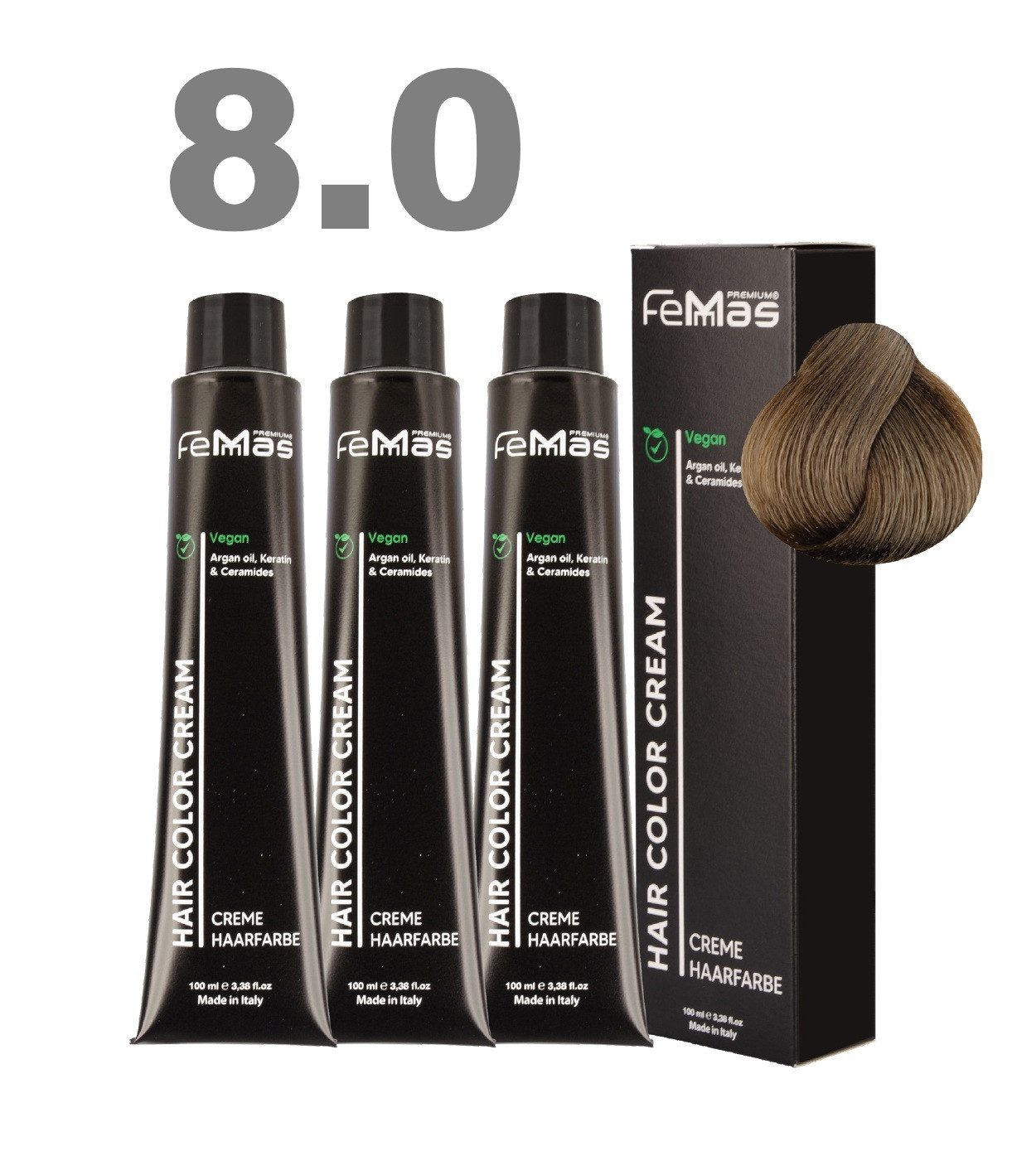 Femmas Premium Haarfarbe FemMas professionelle Haarfarbe mit Arganöl 3 x 100 ml