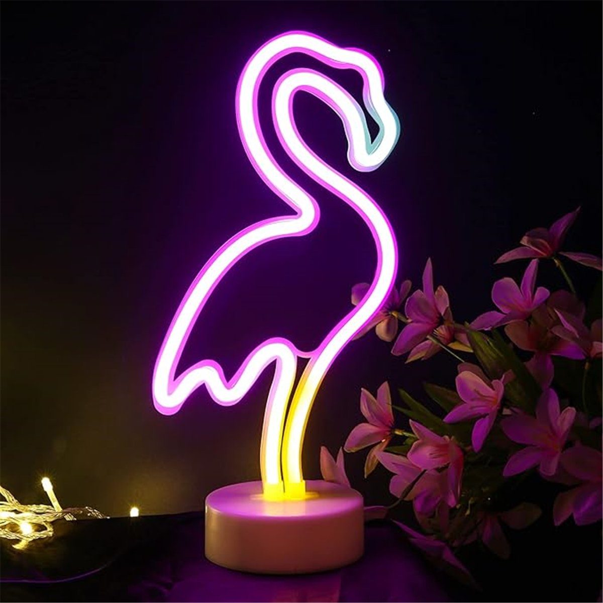 K&B LED Nachtlicht Flamingo-Neon-LED-Nachtlicht, batteriebetrieben/USB-betrieben