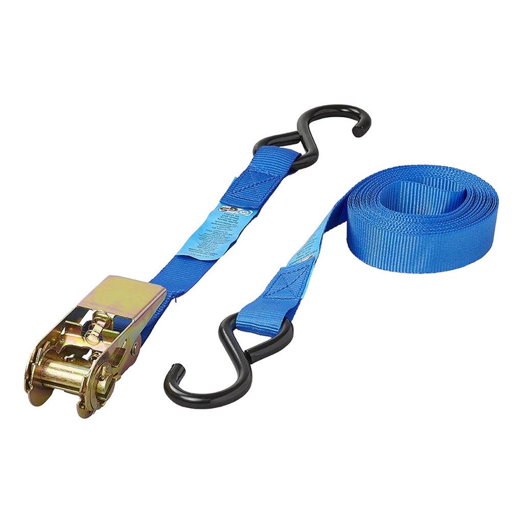 Spanngurt Spanngurt blau mit Ratsche + 2 Haken 5 Meter