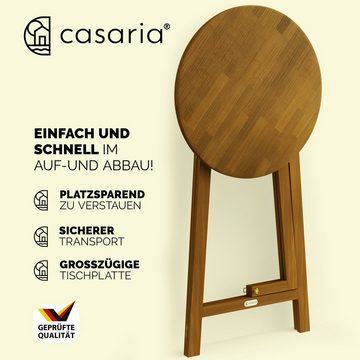 Casaria Stehtisch Akazie (1-St), Hartholz Klappbar 110cm Hoch Ø80 cm Rund Rustikal Indoor Outdoor