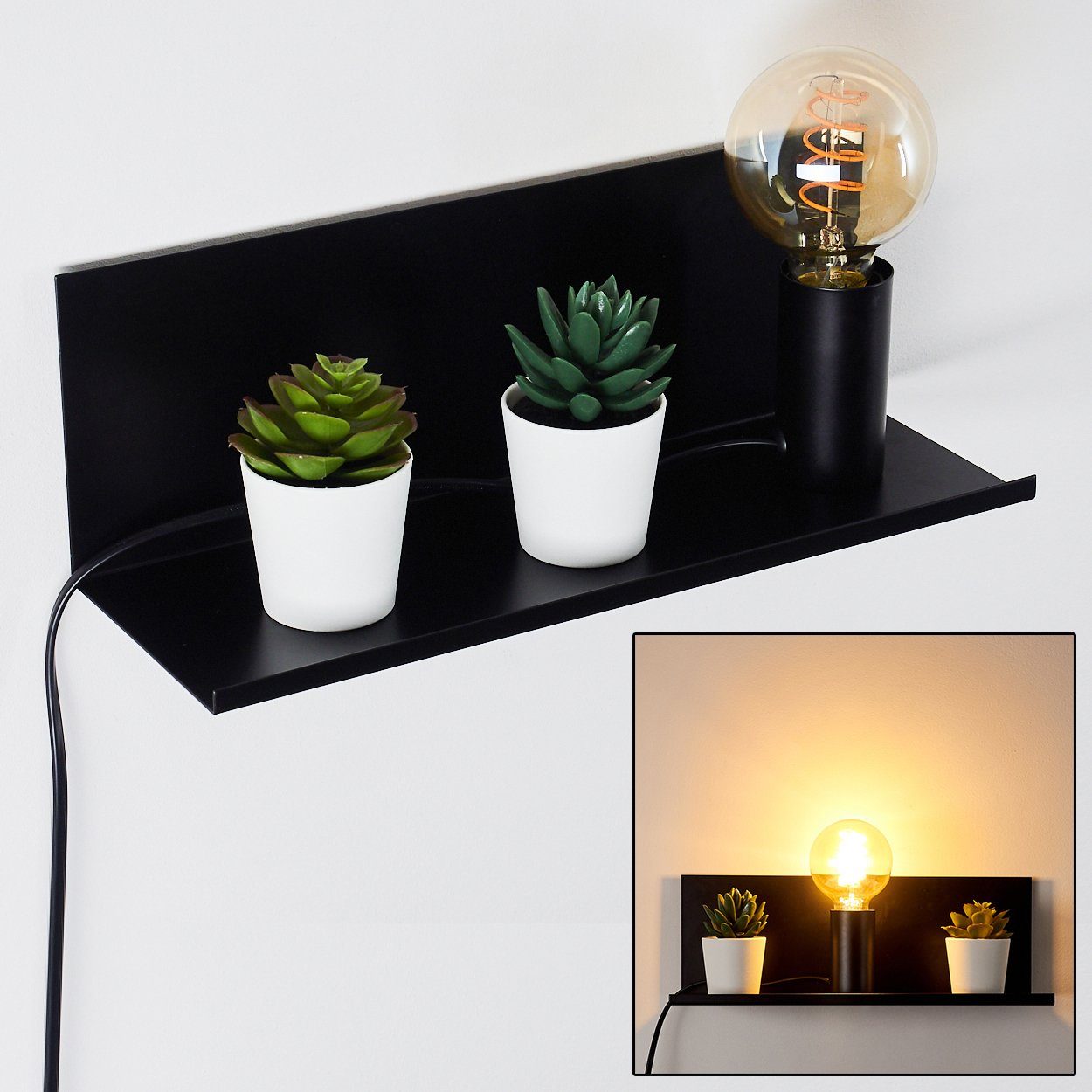 hofstein Wandleuchte Wand Lampe mit Schalter Flur Dielen Прожекторы schwarz Wohn Schlaf