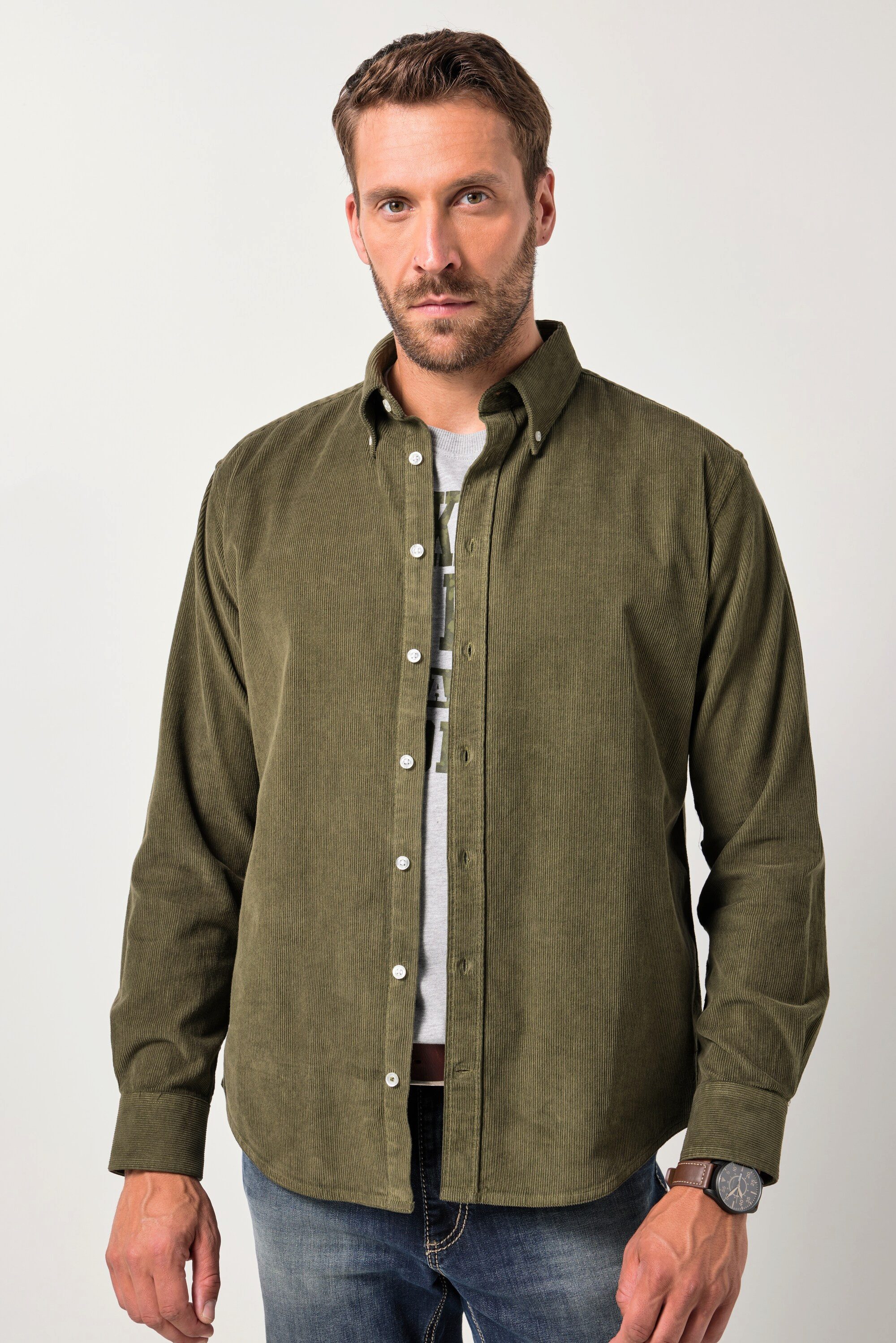JP1880 Businesshemd Cordhemd Langarm Buttondown-Kragen Modern Fit