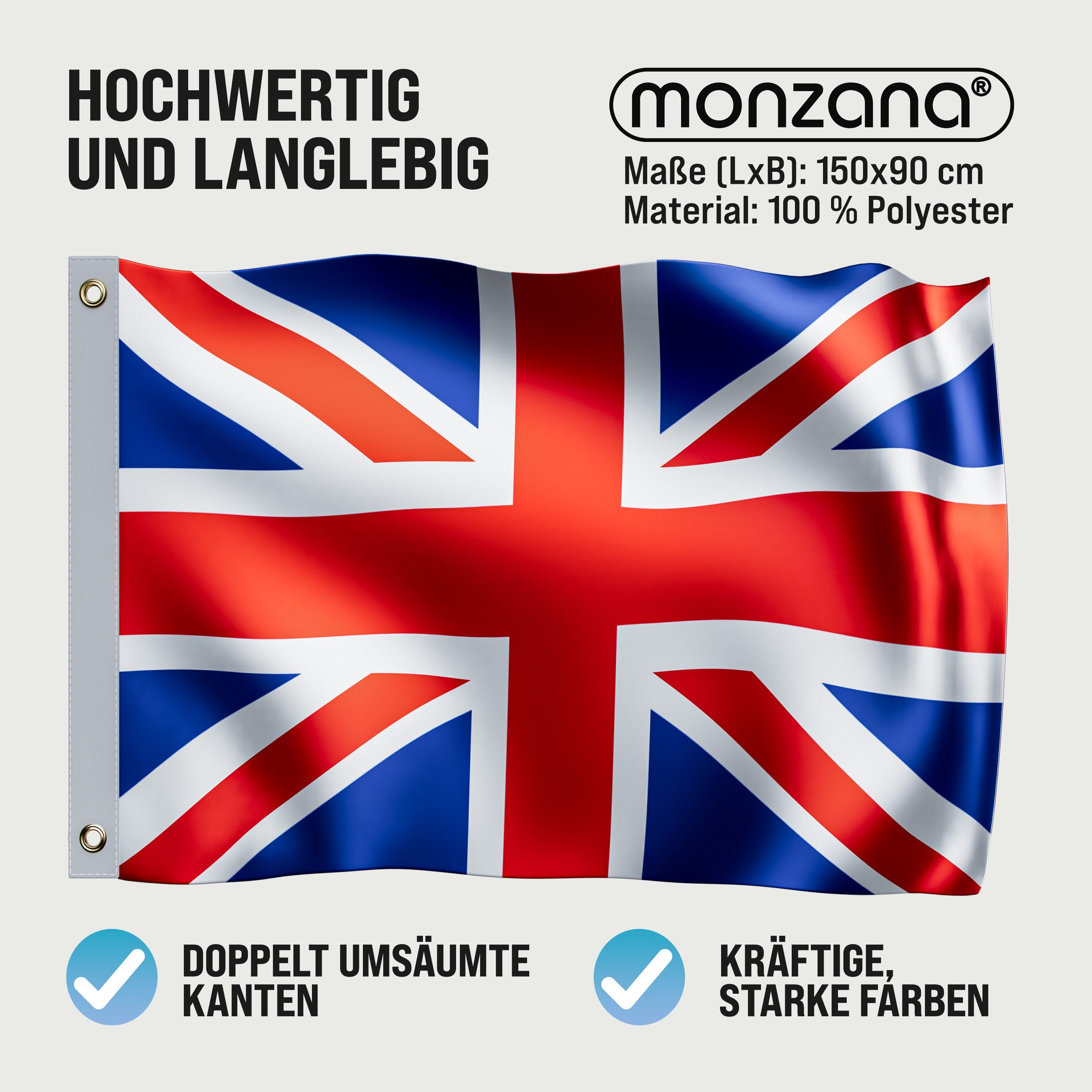 monzana Fahne, Flagge 150x90cm Metallösen strapazierfähig Fahne 100% Polyester