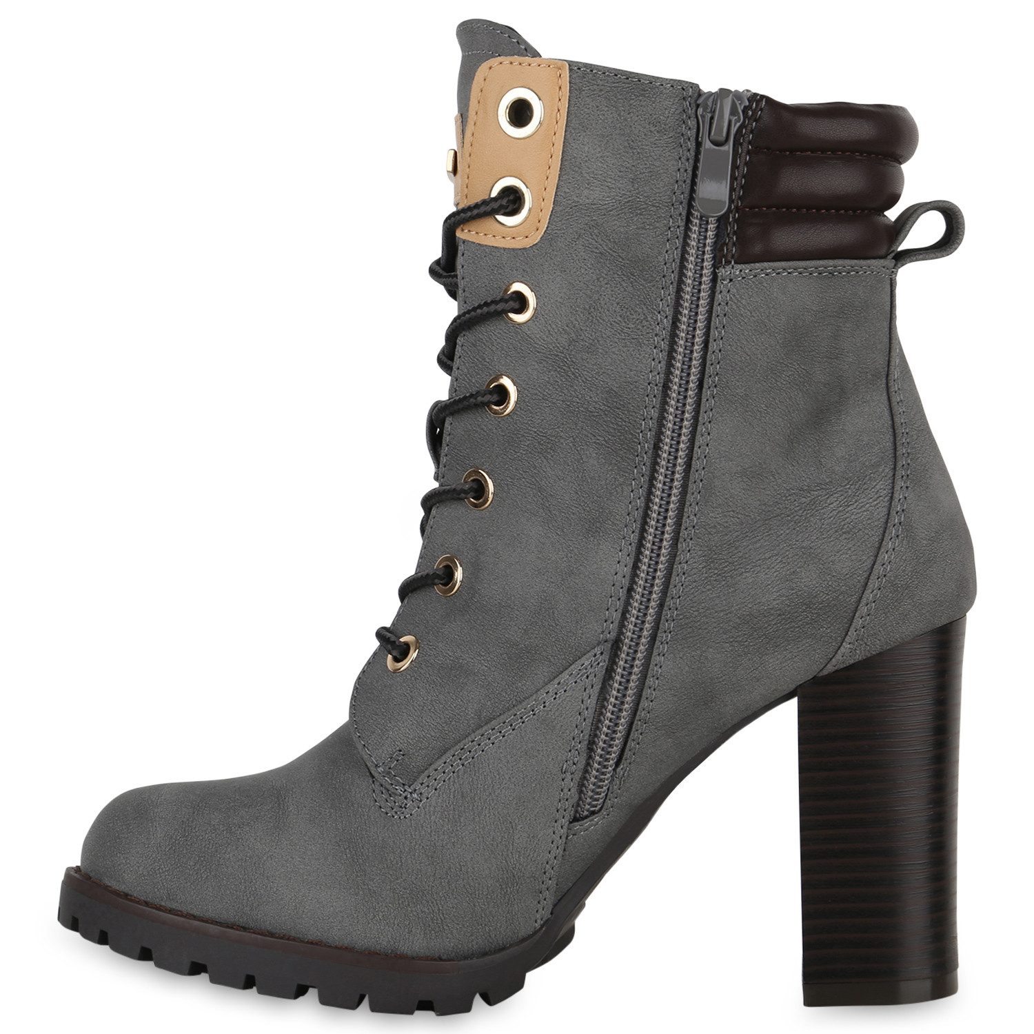 VAN HILL 812259 Schnürstiefelette Damen Schnürstiefeletten Worker Boots Sti günstig online kaufen