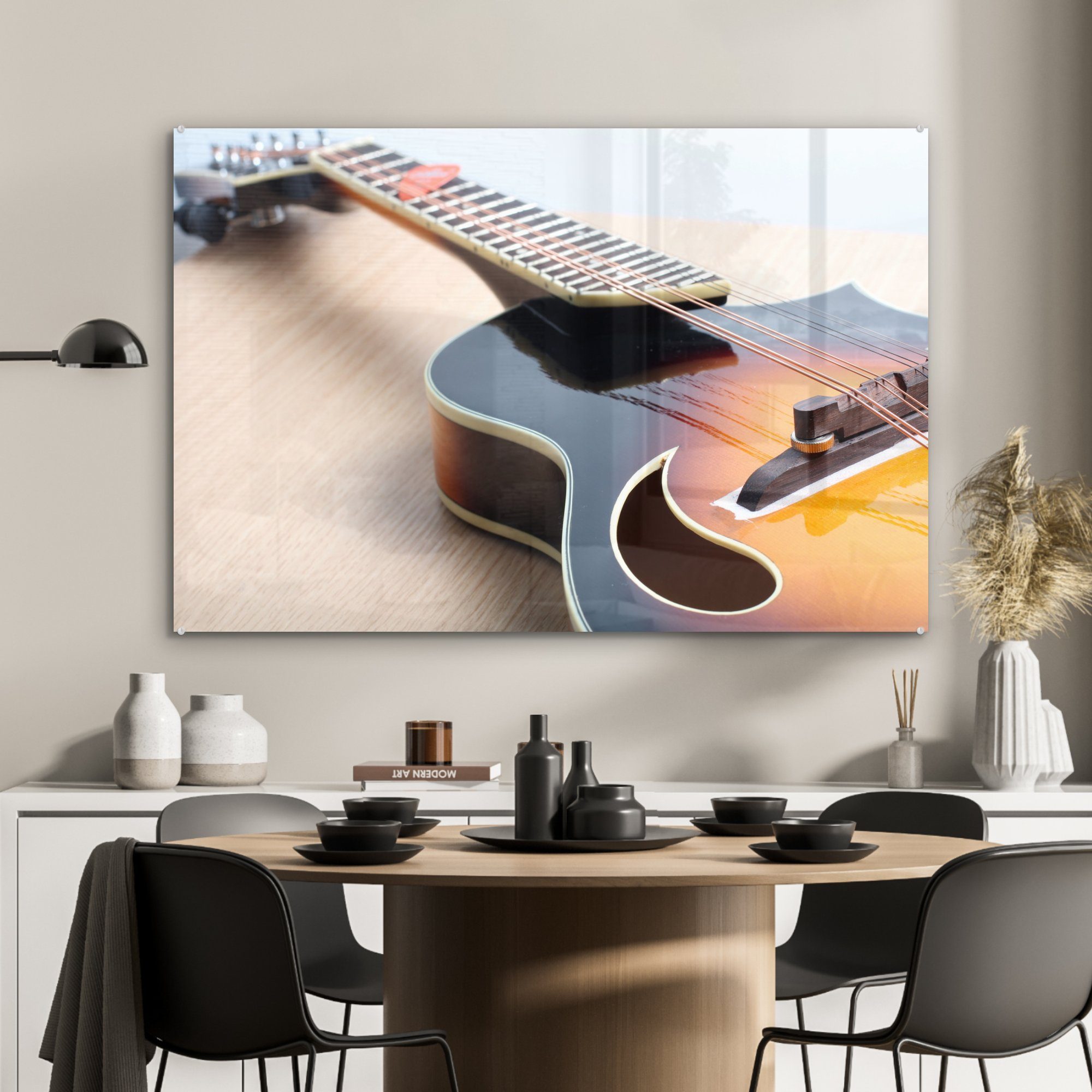 St), (1 Acrylglasbild auf Holzboden, Acrylglasbilder Schlafzimmer Wohnzimmer einem E-Gitarre Eine & MuchoWow