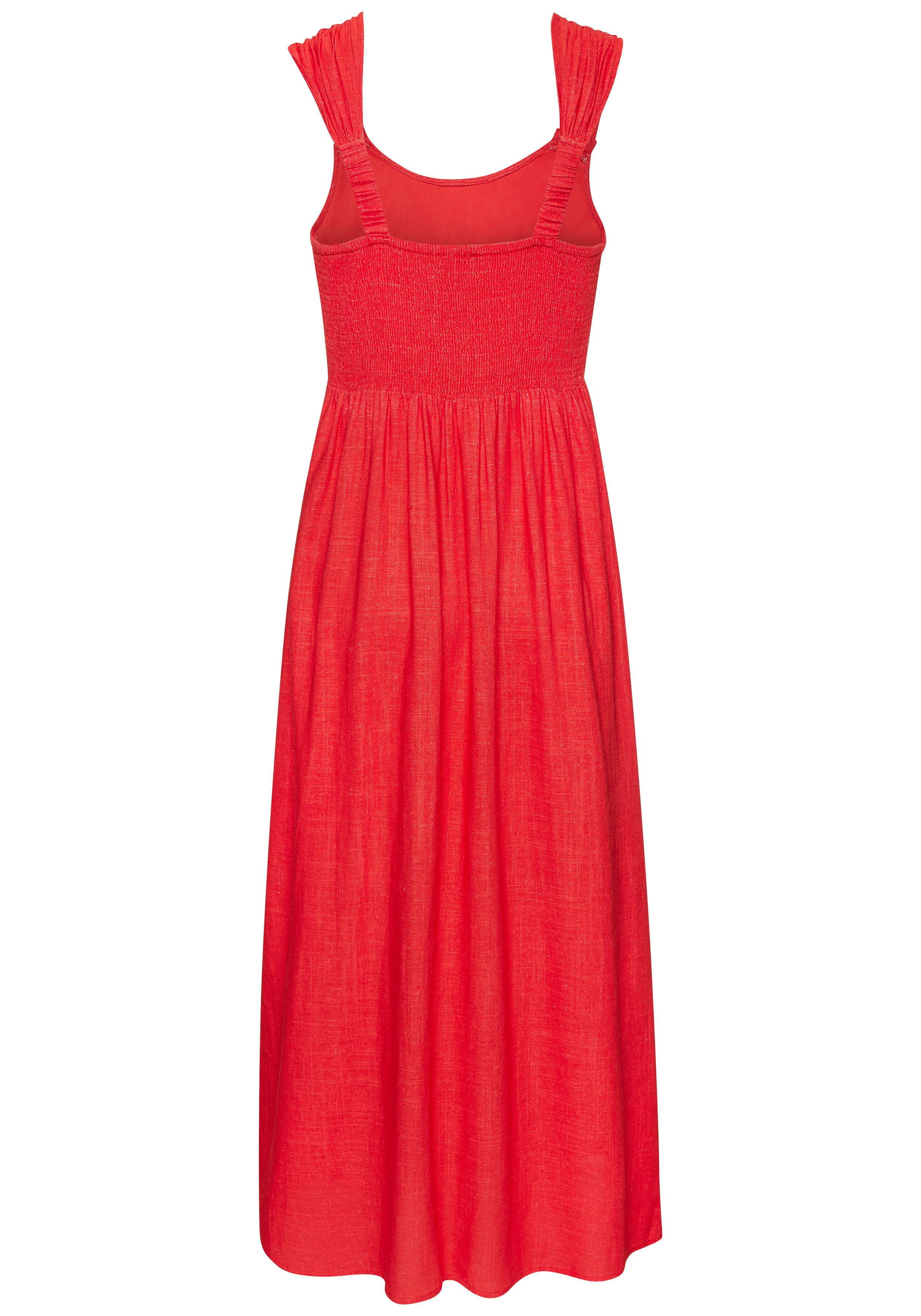 LASCANA Maxikleid mit breiten Trägern aus Webware mit Leinenanteil Elegantes Sommerkleid, Leinenkleid, Trägerkleid – Bild 4 von 5
