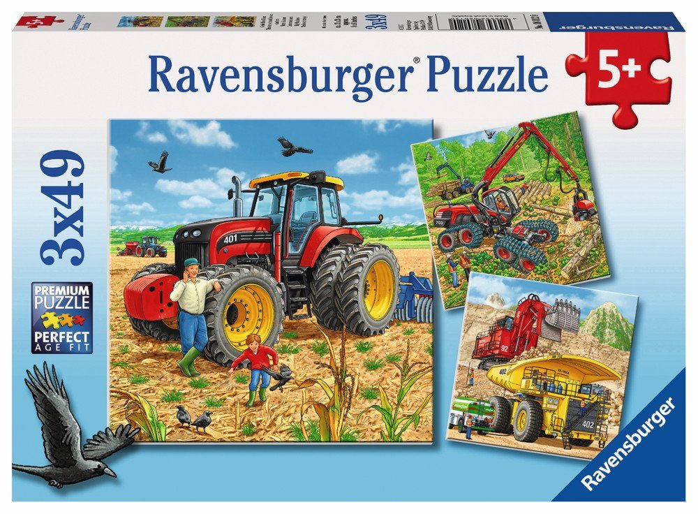 Ravensburger Puzzle 3 x 49 Teile Ravensburger Kinder Puzzle Große Maschinen 08012, 49 Puzzleteile