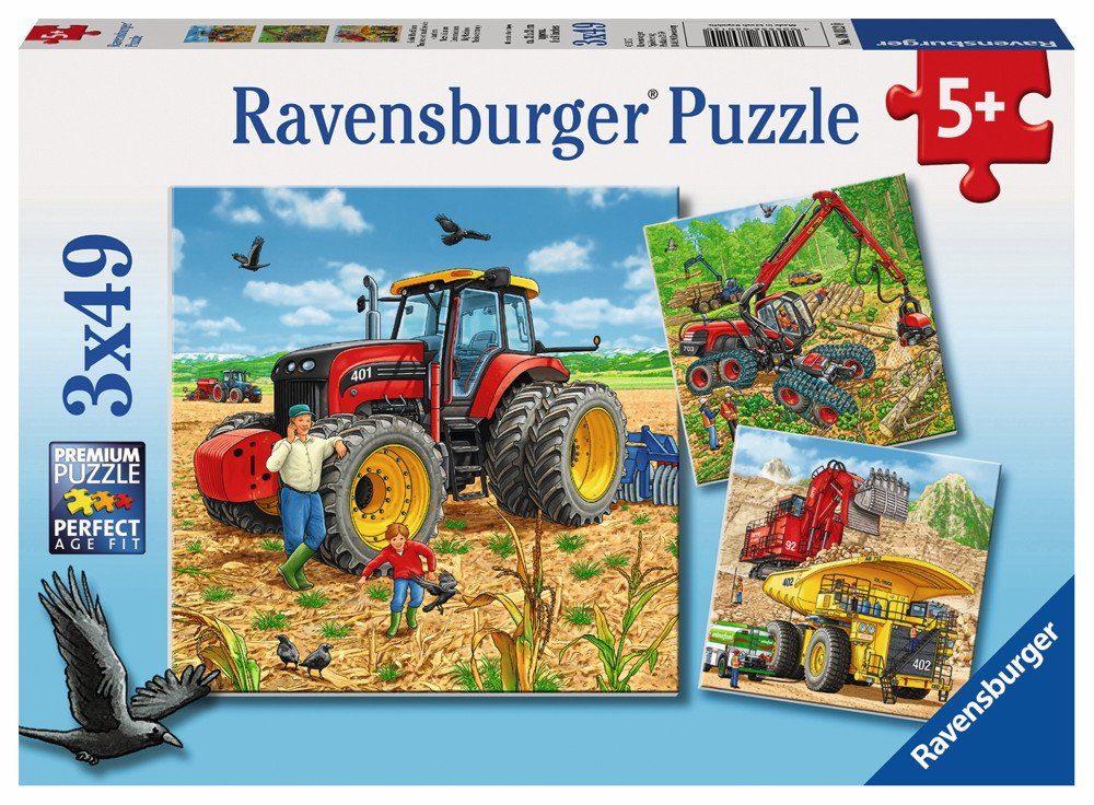 Ravensburger Puzzle 3 x 49 Teile Ravensburger Kinder Puzzle Große Maschinen günstig online kaufen
