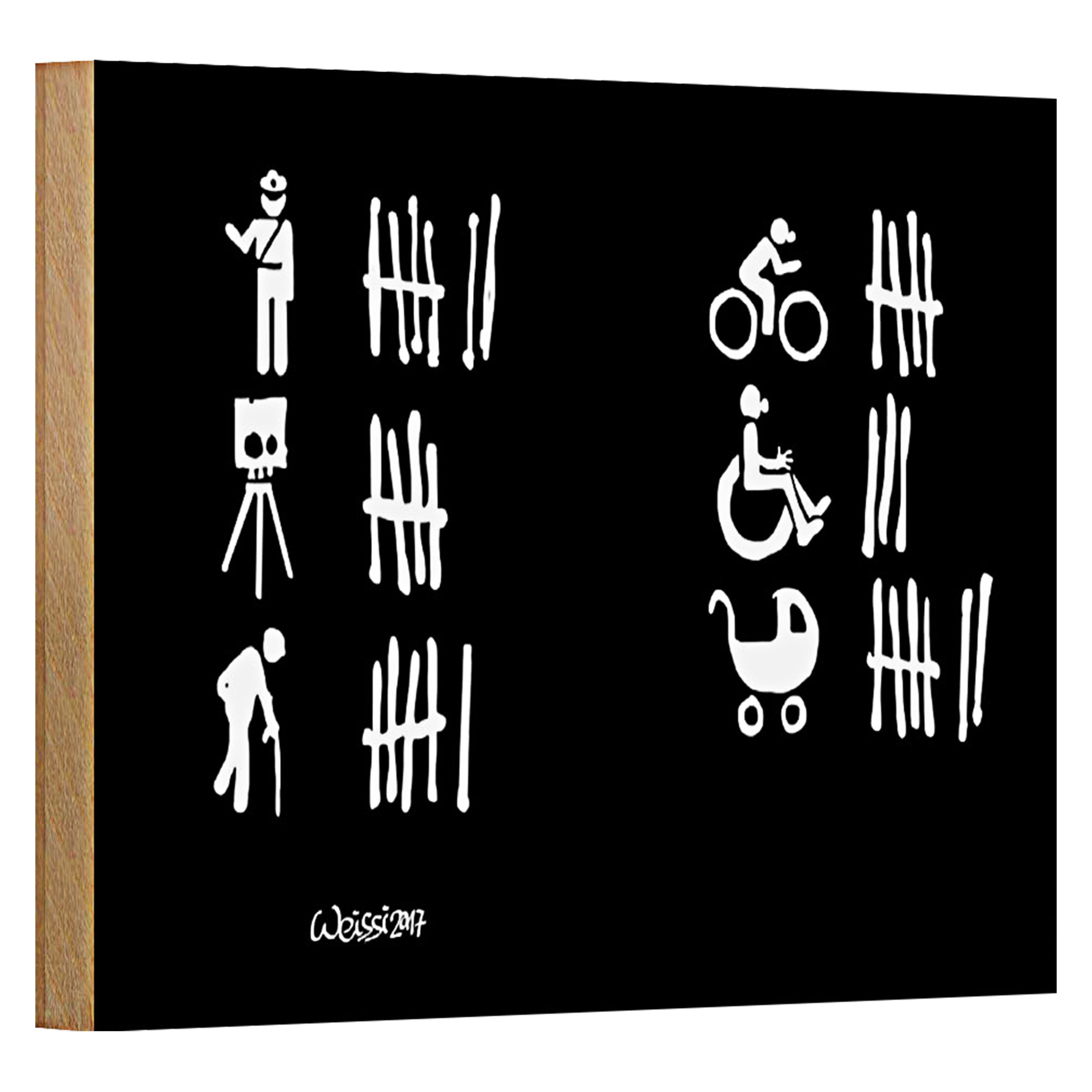 Roomando Holzbild Strichliste 12x18cm Polizei Blitzer Rentner