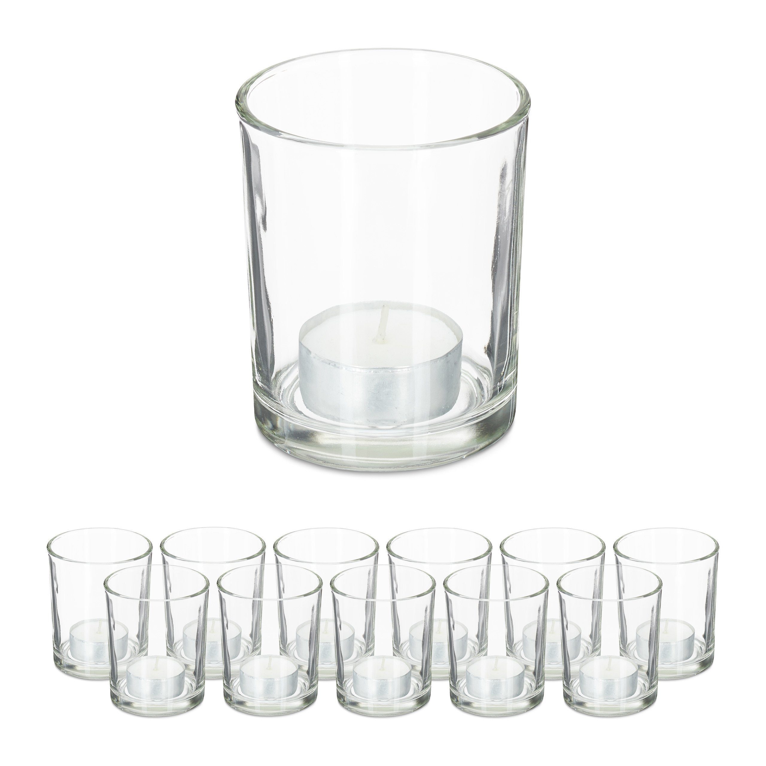 relaxdays Teelichthalter Teelichtgläser transparent im 12er Set günstig online kaufen