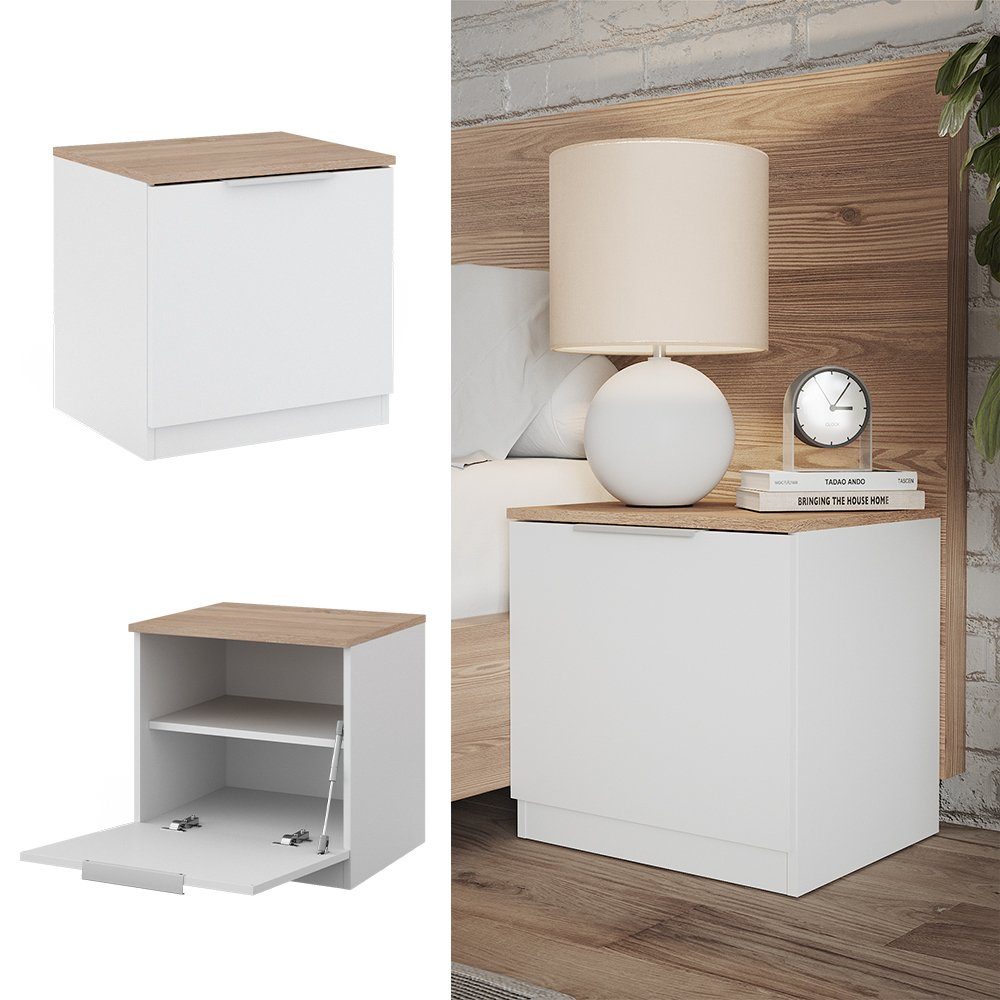 Vicco Nachtschrank Betti, Weiß/Sonoma, 50 x 50 cm mit 1 Türen (1-St)