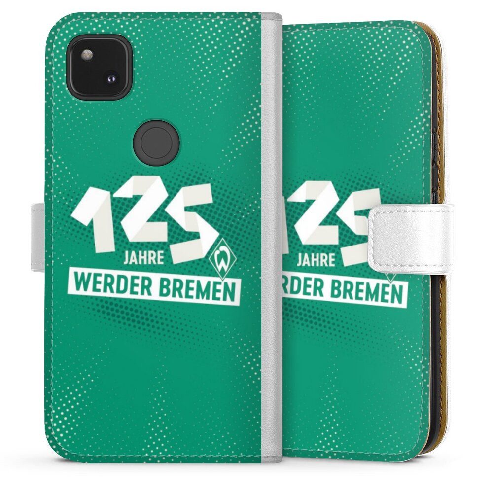 DeinDesign Handyhülle 125 Jahre Werder Bremen Offizielles Lizenzprodukt, Google Pixel 4a Hülle Handy Flip Case Wallet Cover Handytasche Leder