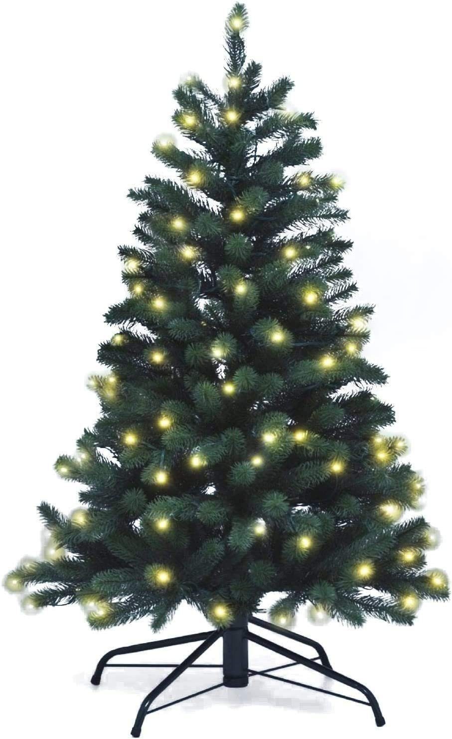 SCHAUMEX Künstlicher Weihnachtsbaum Spritzguss Weihnachtsbaum mit LED  Beleuchtung Höhe: 120cm, Spritzguss Nordmanntanne, Extrem Hochwertig,  schwer entflammbar