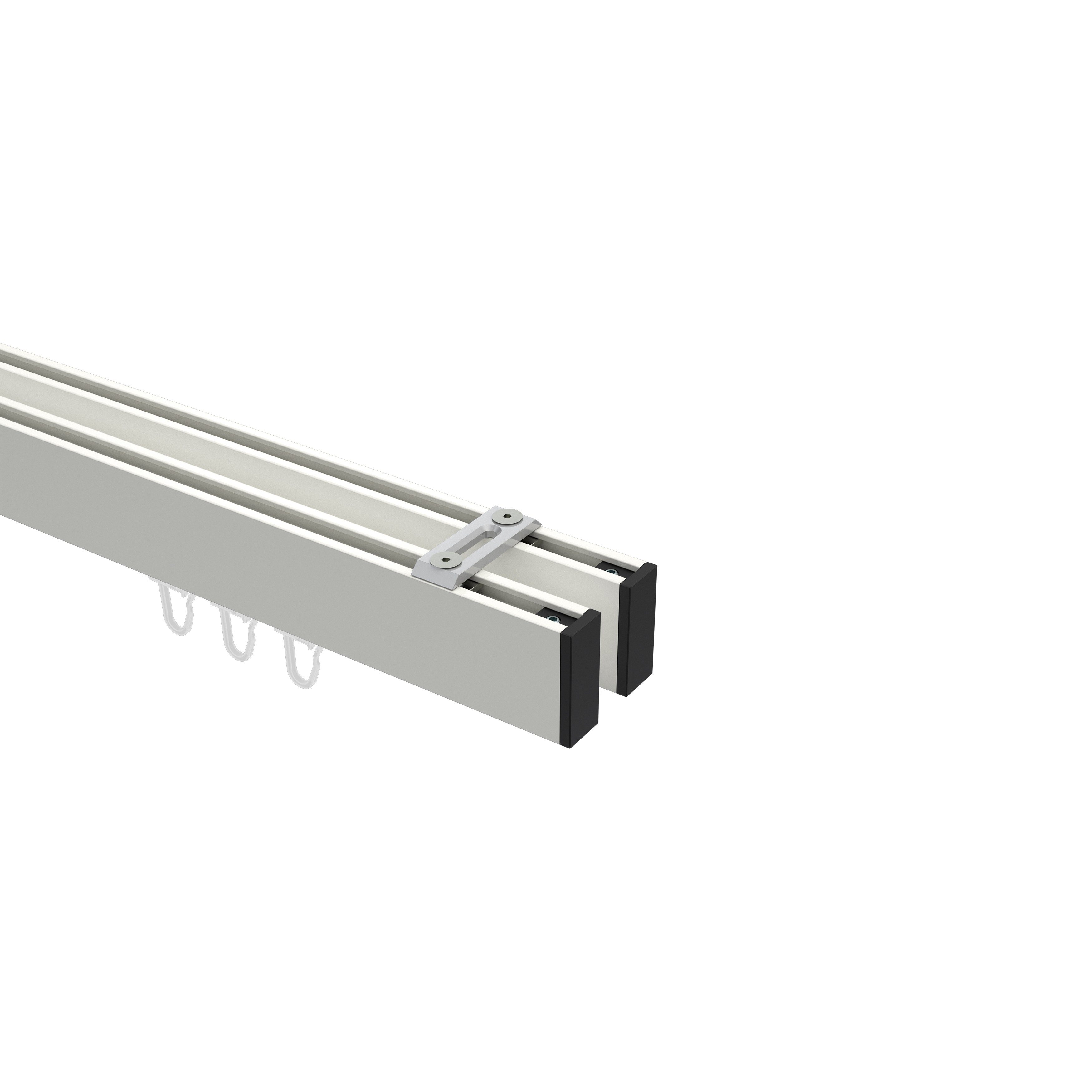 Gardinenstange Smartline Paxo, INTERDECO, 2-läufig, 14x35 mm, eckig, Deckenmontage, Weiß / Schwarz
