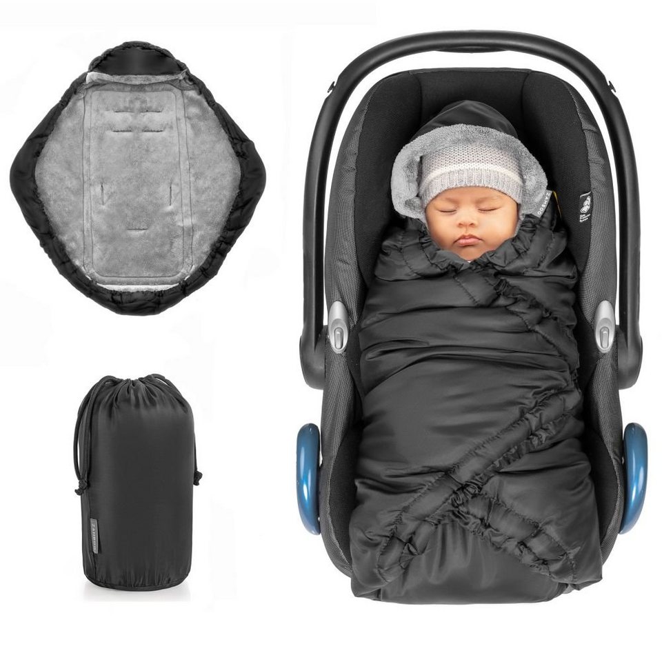 Zamboo Fußsack Schwarz, Baby Winter Einschlagdecke für Babyschale / Maxi  Cosi und Babywanne