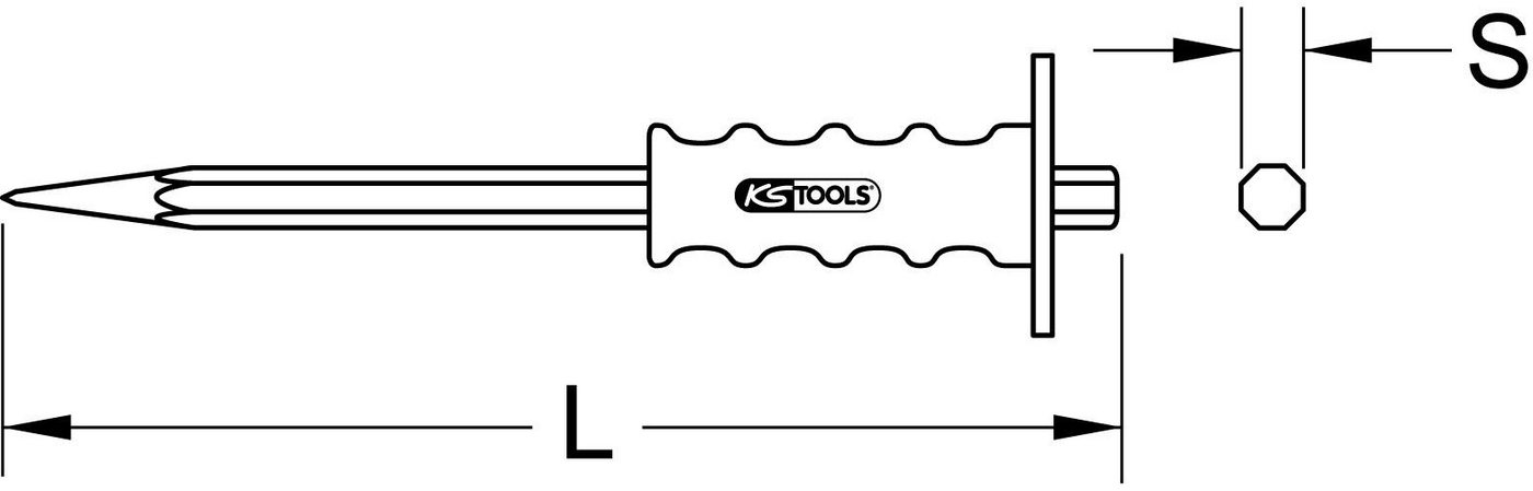 Thumbnail - KS Tools Meißel-Set Spitzmeißel mit Handschutzgriff, 8-kant, 1000mm