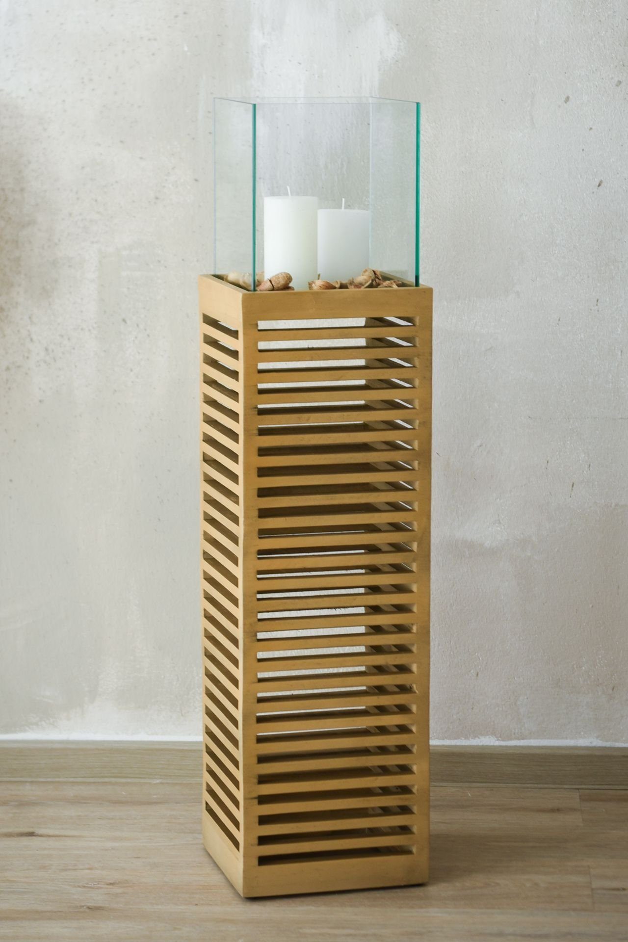 VIVANNO Bodenwindlicht Holz CANDELA Rechteckig - Braun Maserung (1 St), 25x günstig online kaufen