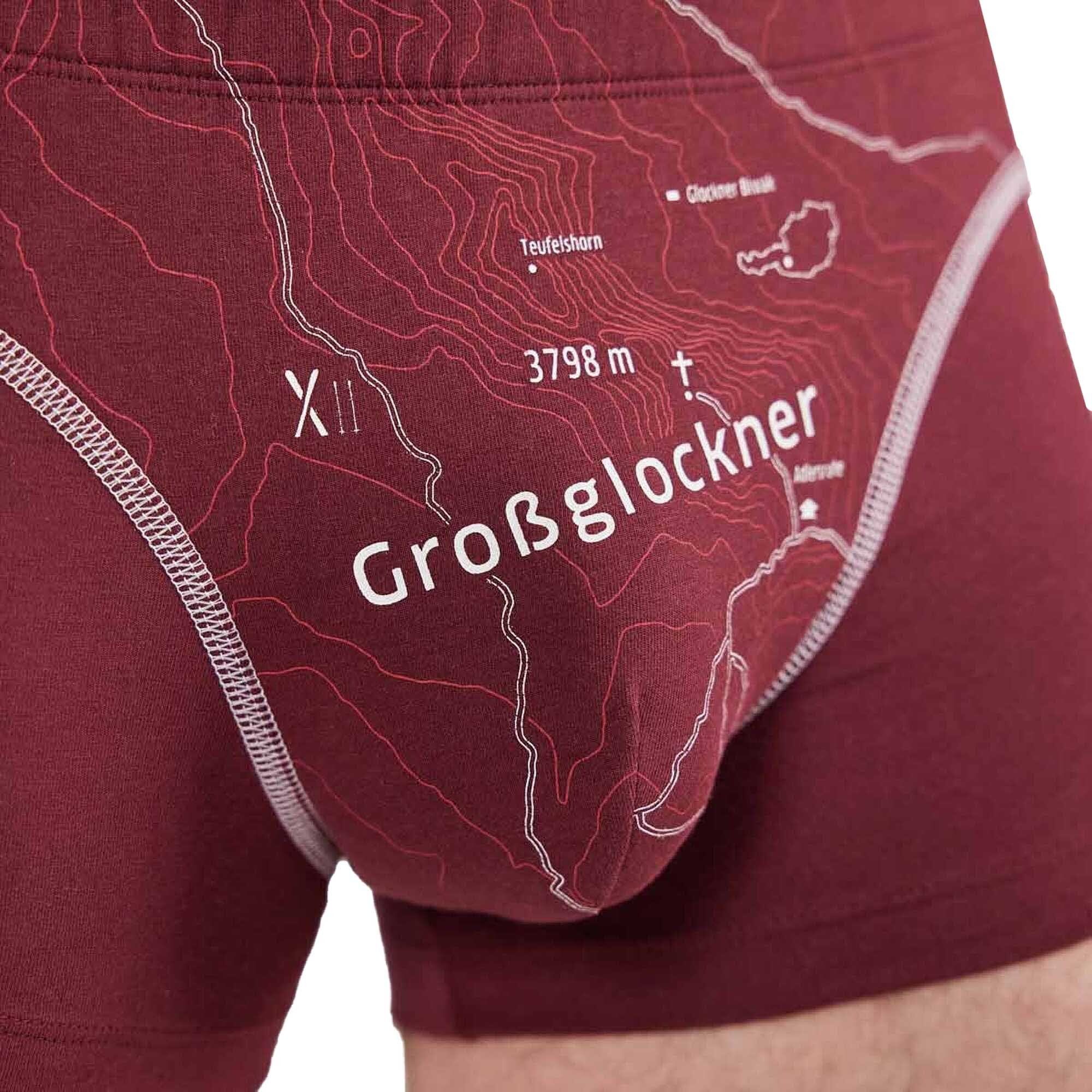 Ein schöner Herren Erde Boxer (Rost) Boxershorts Shorts, Fleck - Großglockner Print, Bio-Baumwolle