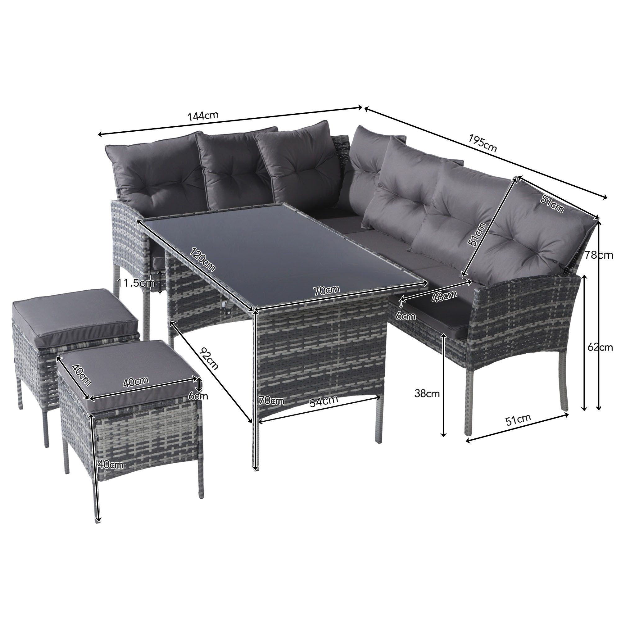Ulife Garten-Essgruppe Gartenmöbel Sitzgarnitur Garten-Garnitur Set günstig online kaufen