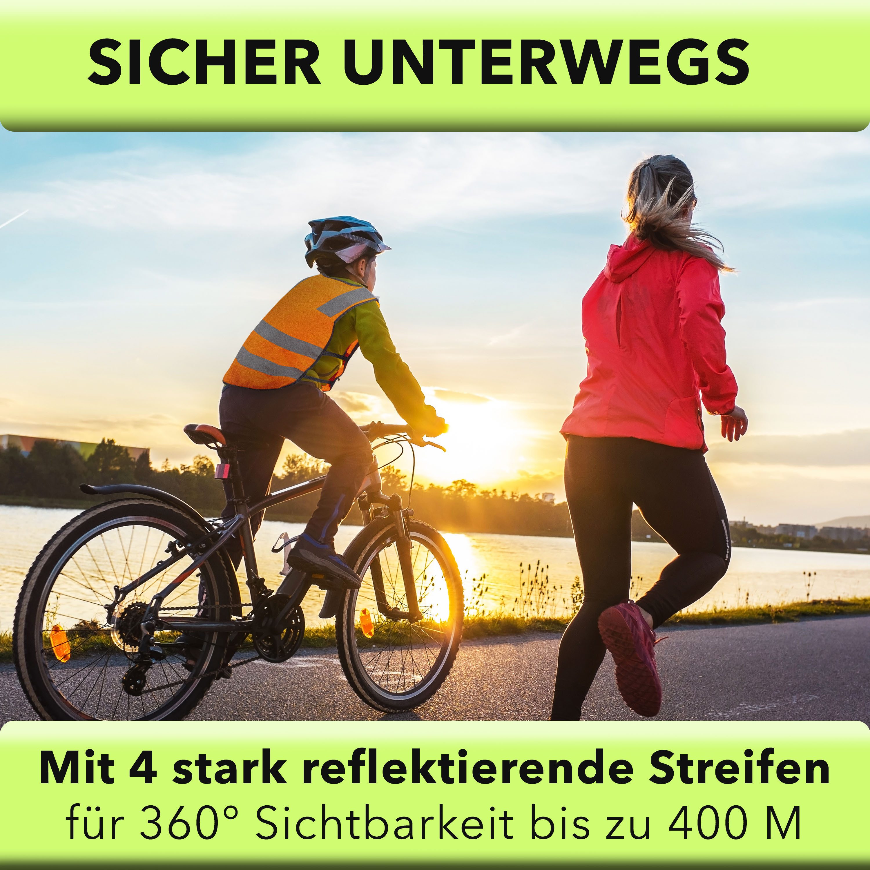 AVANA Warnweste Kinder Reflektorweste (3-12 Jahre) reflektierende Sicherheitsweste hohe Sichtbarkeit, leichte Weste