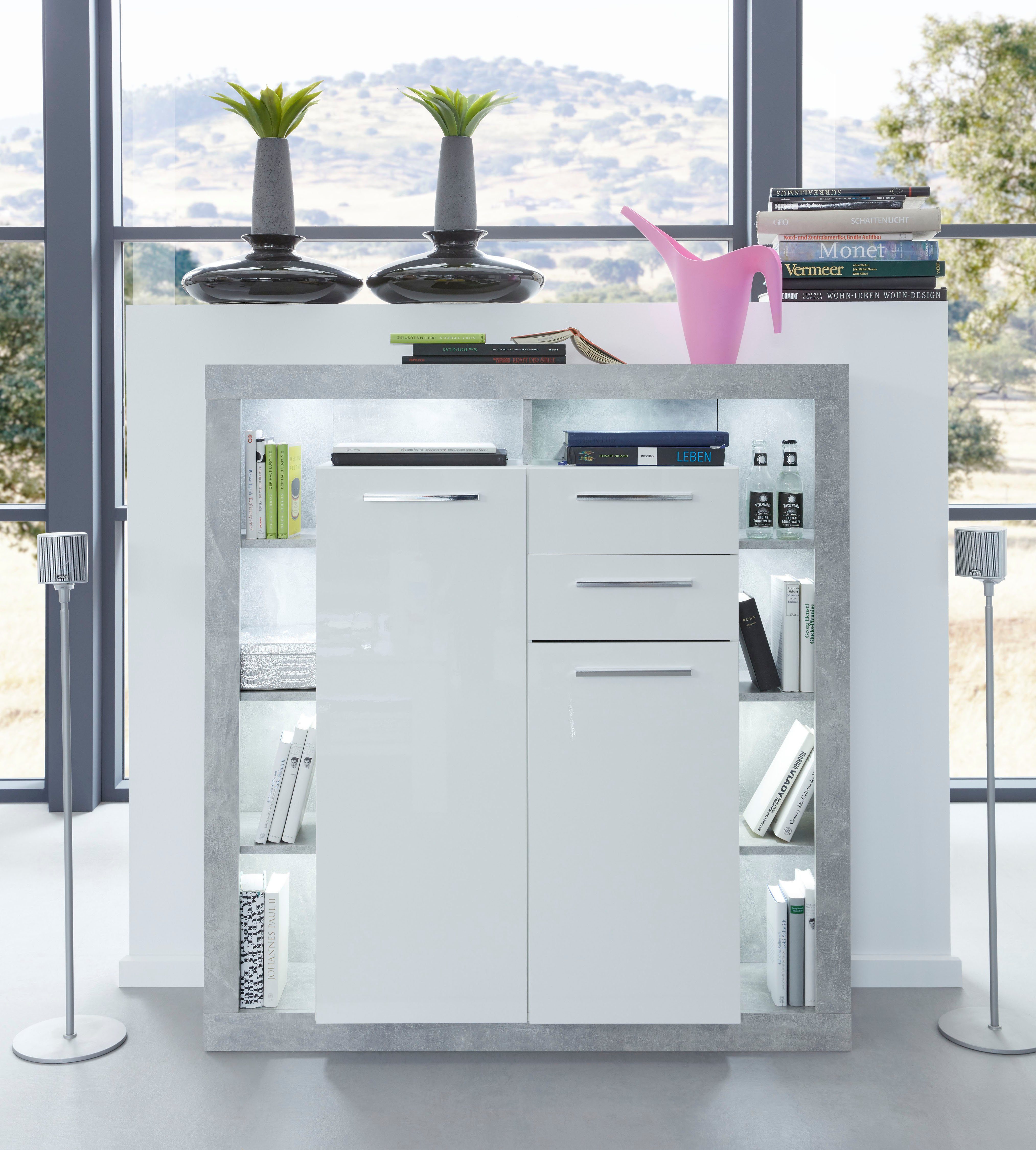 INOSIGN Highboard Gwendolyn (1 St), Moderner Wohnzimmerschrank mit vielen Ablagen - (B/T/H) 121/40/128 cm