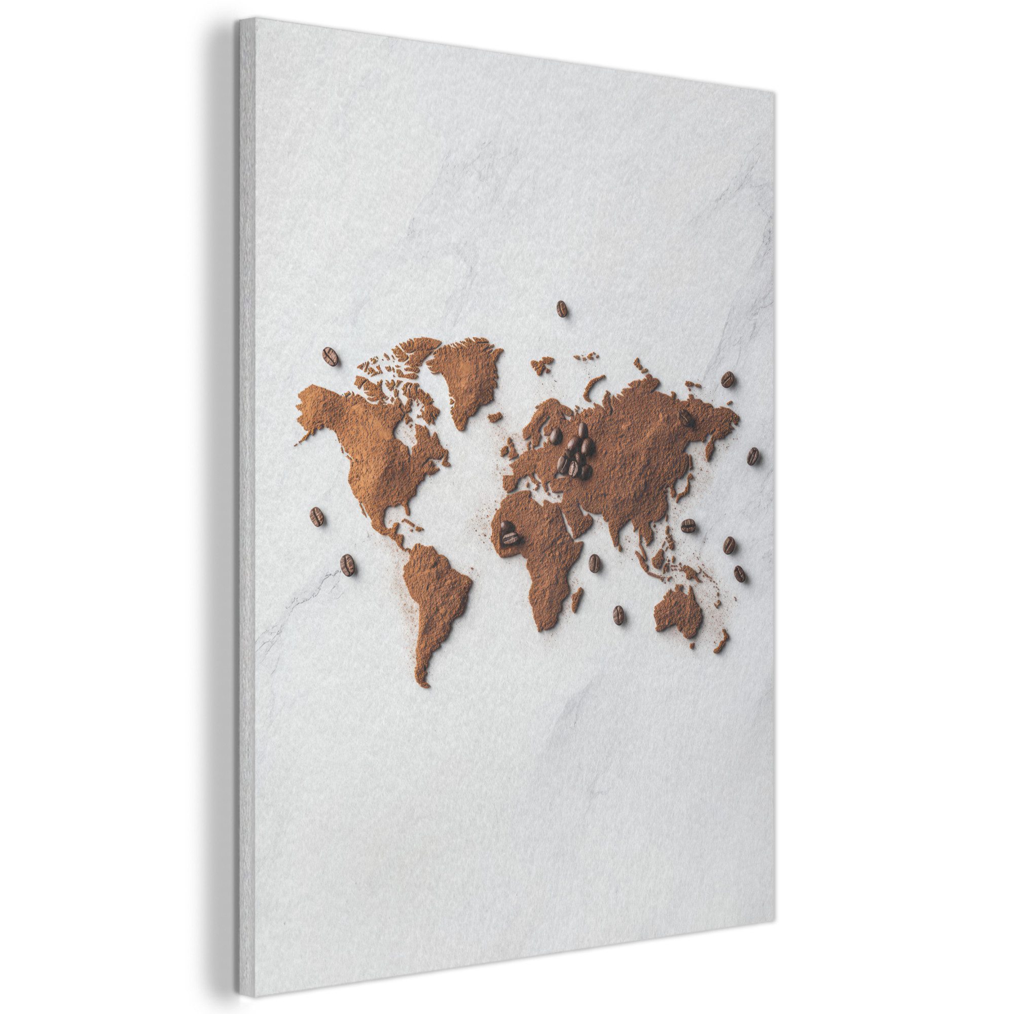 MuchoWow Gemälde Weltkarte - Kaffee - Marmor, Fotodruck (1 St), Akustikpaneele, Wandpaneele, Schalldämmung, Akustikbilder 30x40 cm