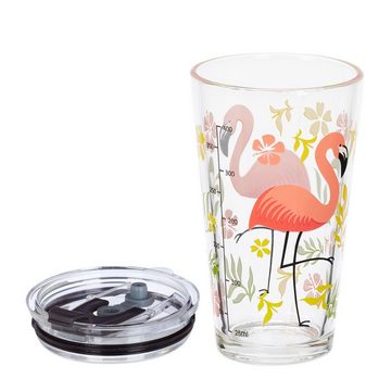 relaxdays Gläser-Set 4er Set Trinkgläser mit Flamingo-Motiv, Glas