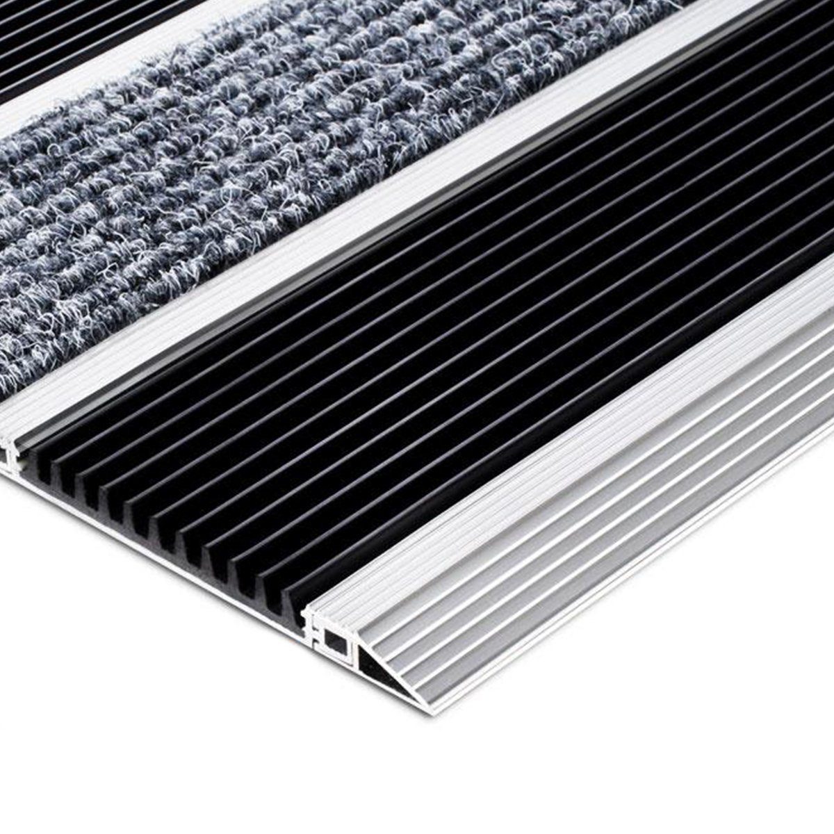 Floordirekt Fußmatte Edelstahlmatte Select Mat Ribbed Textil+Gummi, 2 Größen, Rechteckig, Höhe: 12 mm