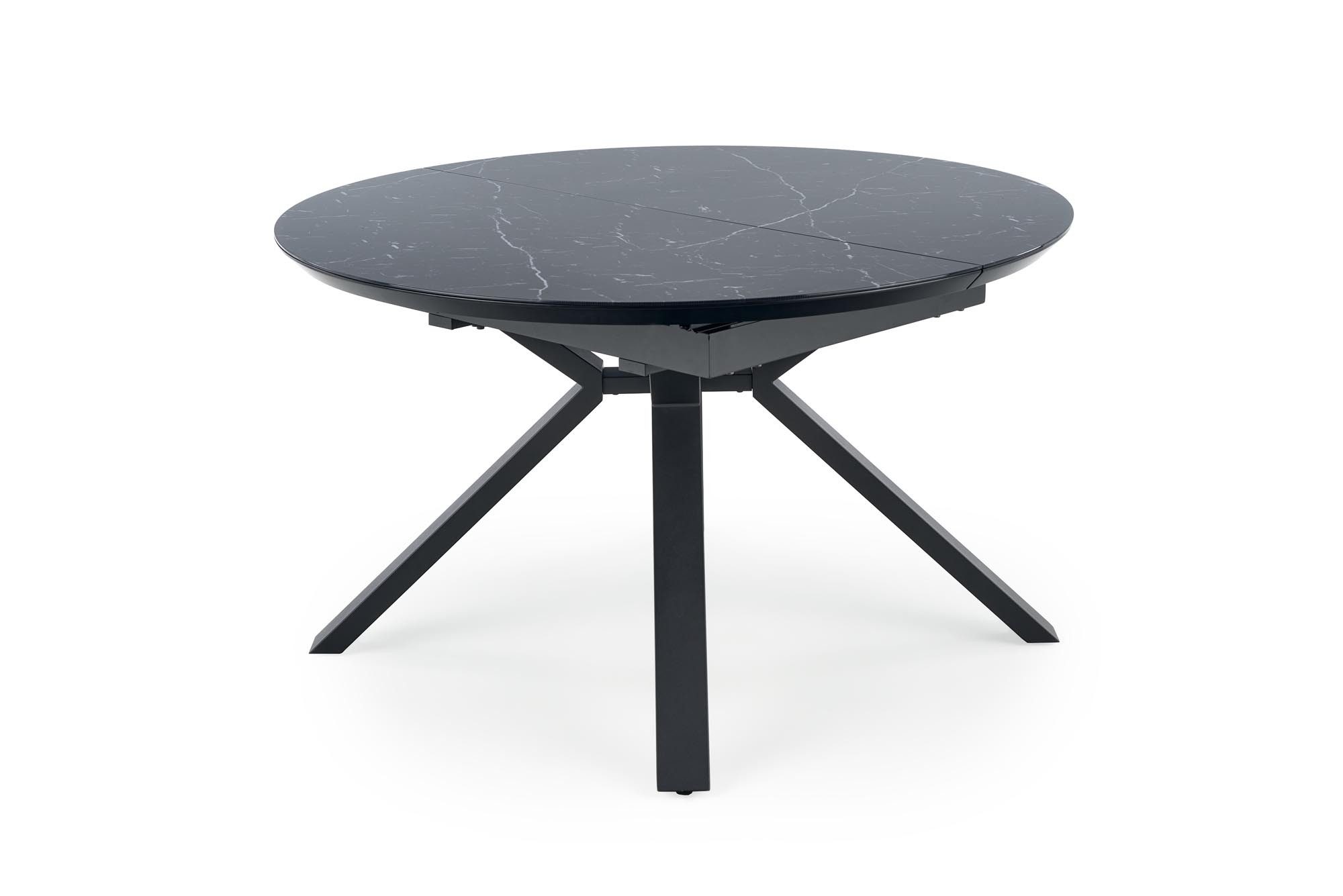 designimpex Esstisch Design HA-500 rund Glasplatte Marmor Schwarz ausziehbar Glas
