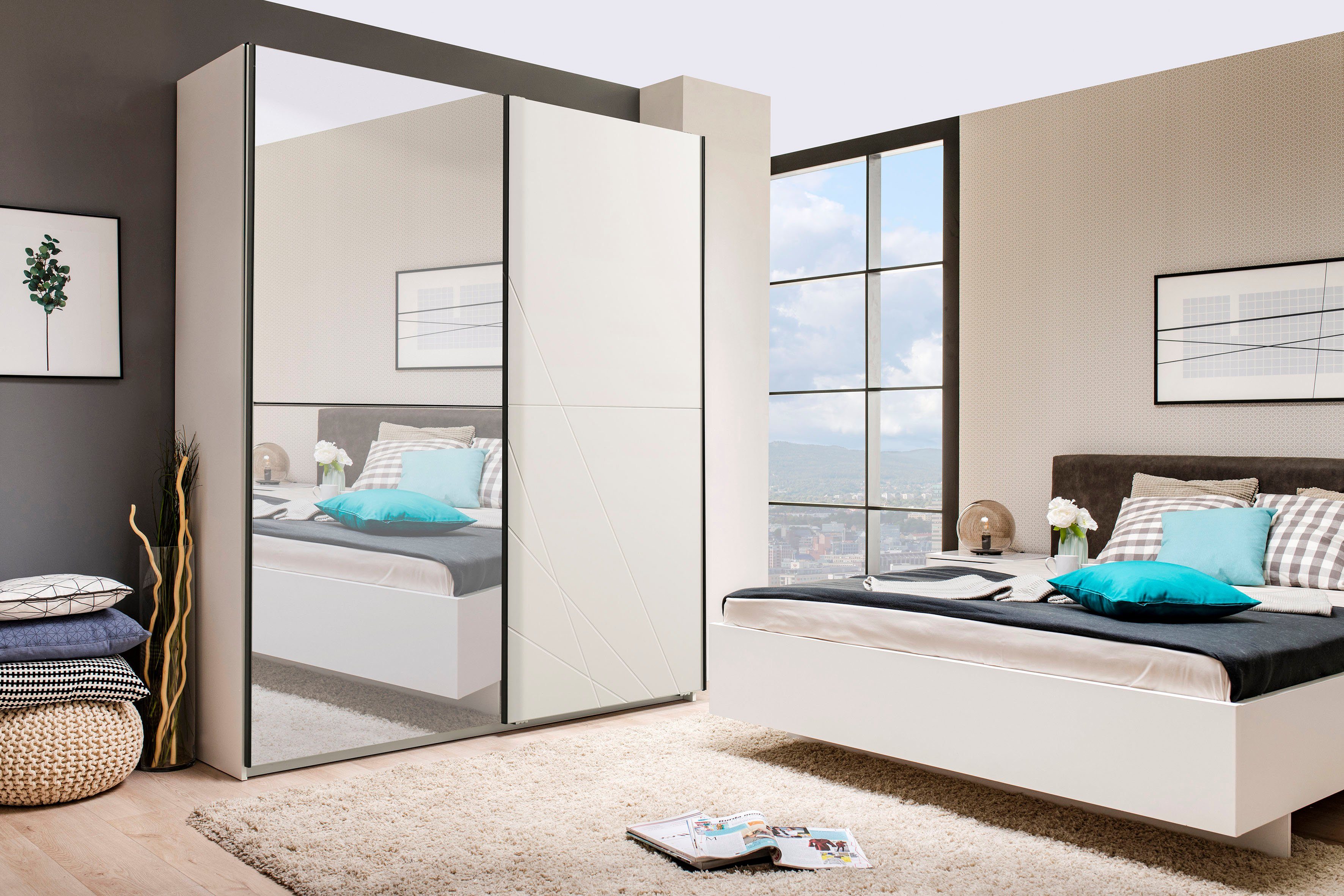 INOSIGN Schwebetürenschrank Ksanti hochglänzende Front, mit Spiegel