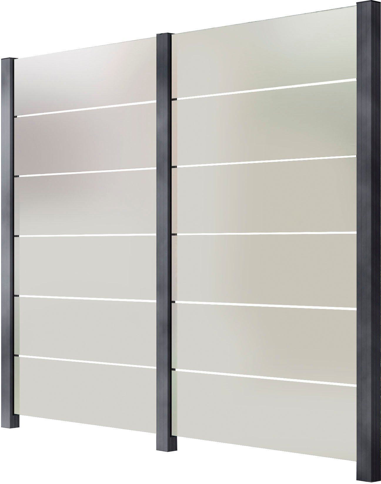 STAKET PRO Zaun, (Set), Glaszaun, Gesamtlänge: 2,17 m, 3 Pfosten